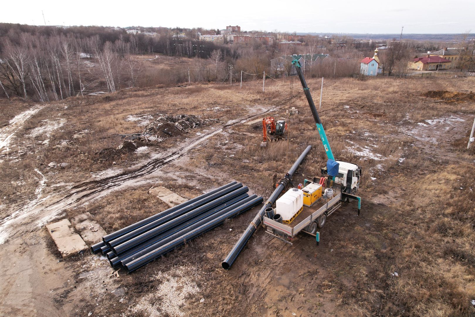 видео с коптера, ремонт канализационной сети в кашире,