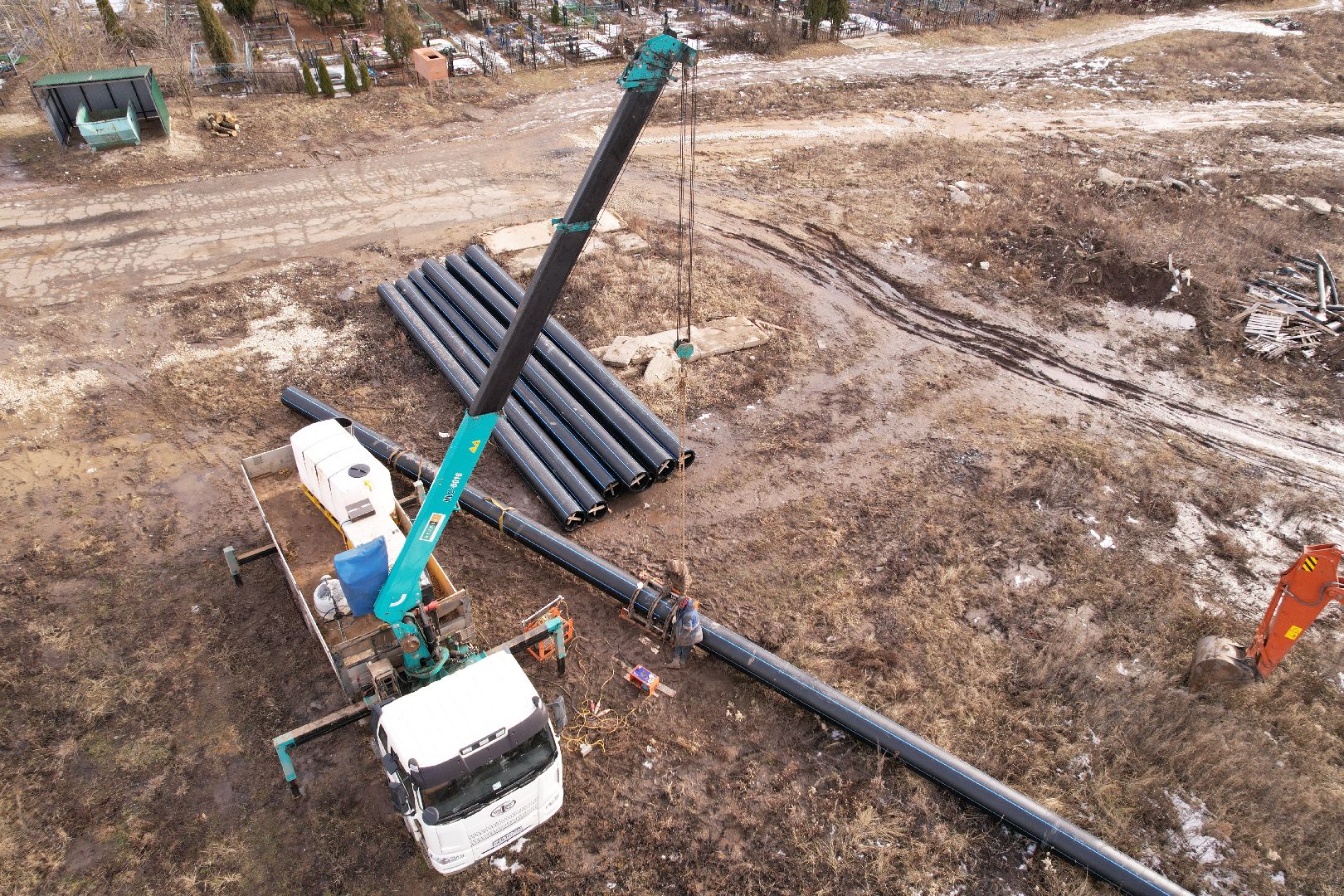 видео с коптера, ремонт канализационной сети в кашире,