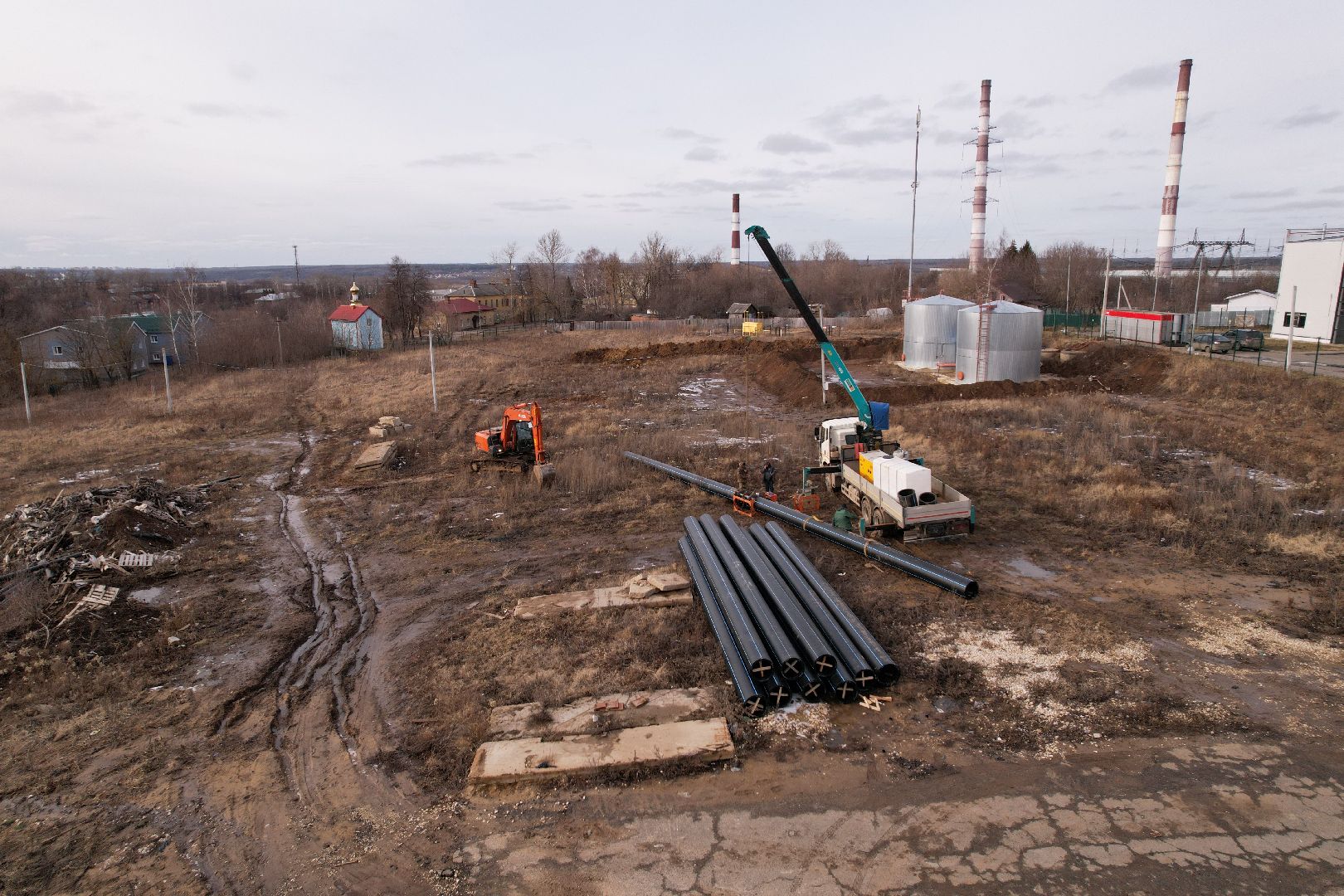 видео с коптера, ремонт канализационной сети в кашире,