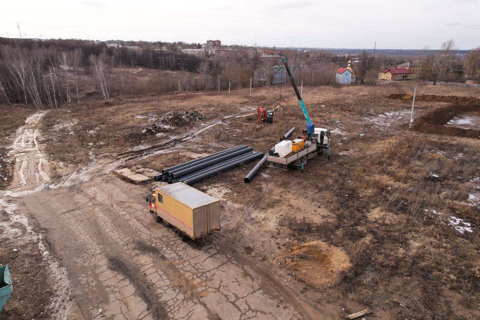 видео с коптера, ремонт канализационной сети в кашире,
