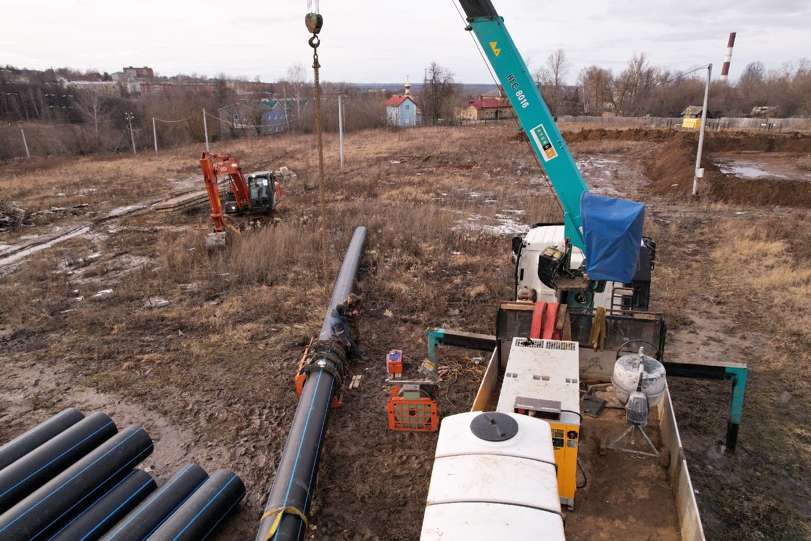 видео с коптера, ремонт канализационной сети в кашире,