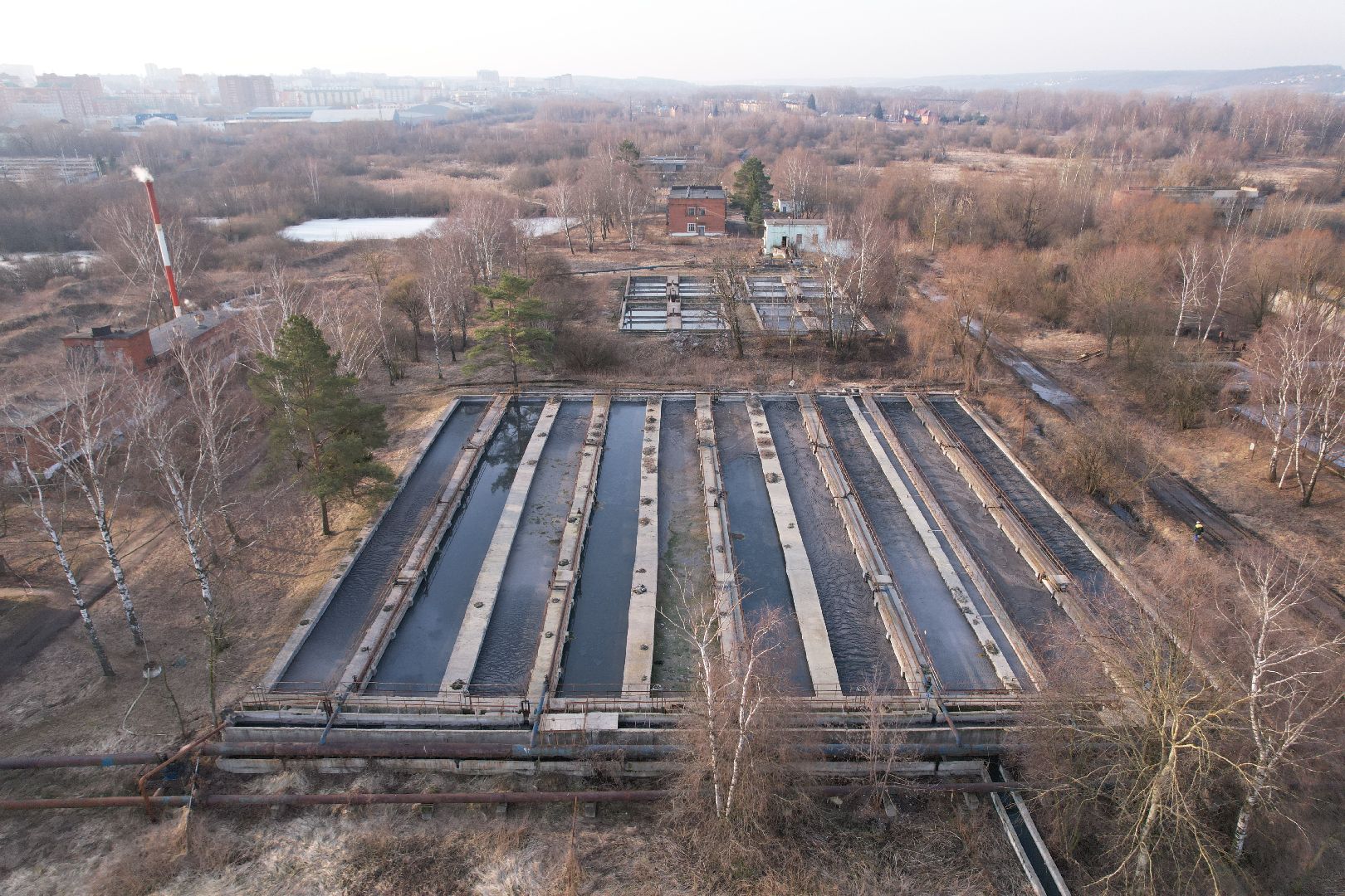 видео с коптера, очистные в дмитрове, строительство очистных,