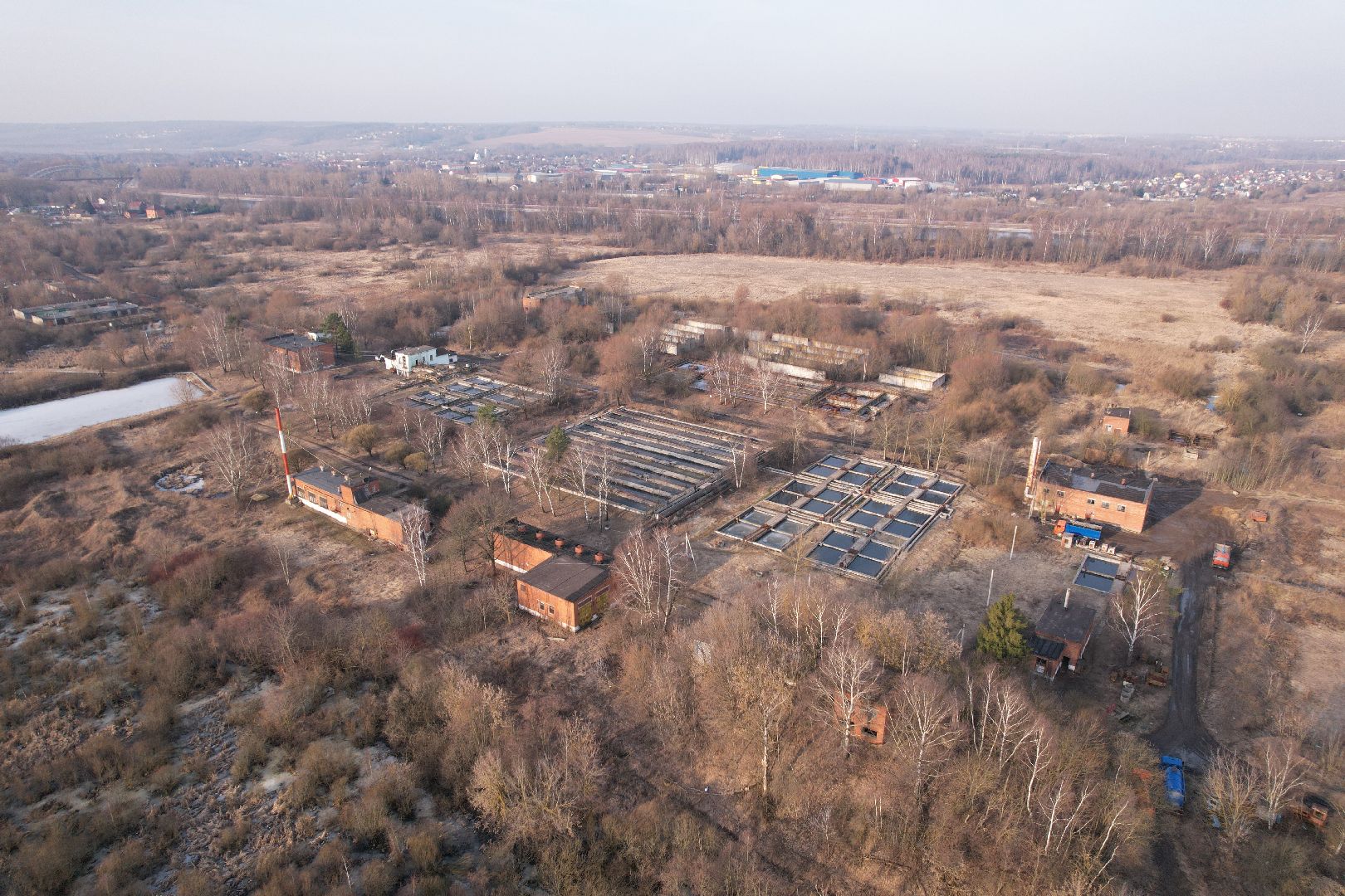 видео с коптера, очистные в дмитрове, строительство очистных,