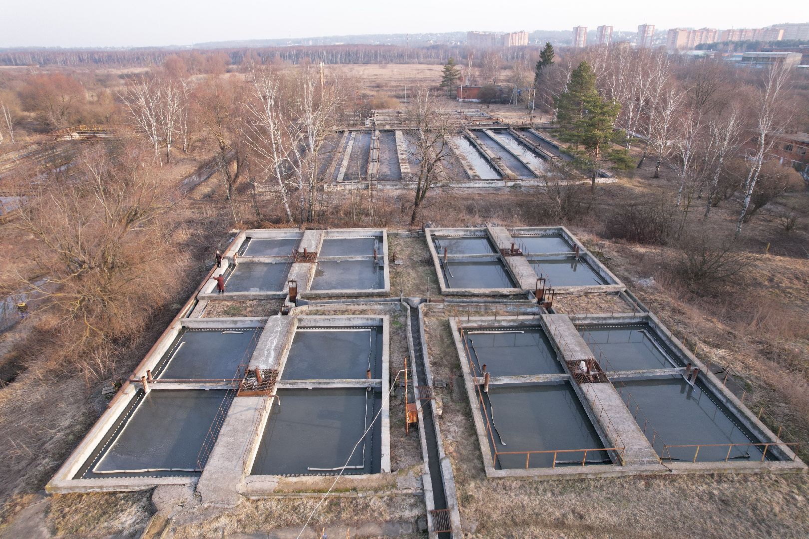 видео с коптера, очистные в дмитрове, строительство очистных,