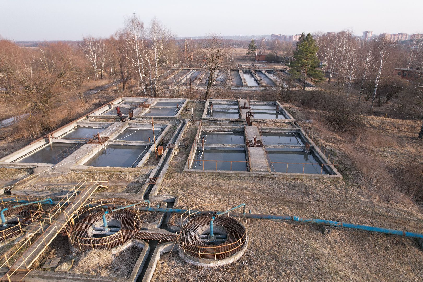 видео с коптера, очистные в дмитрове, строительство очистных,