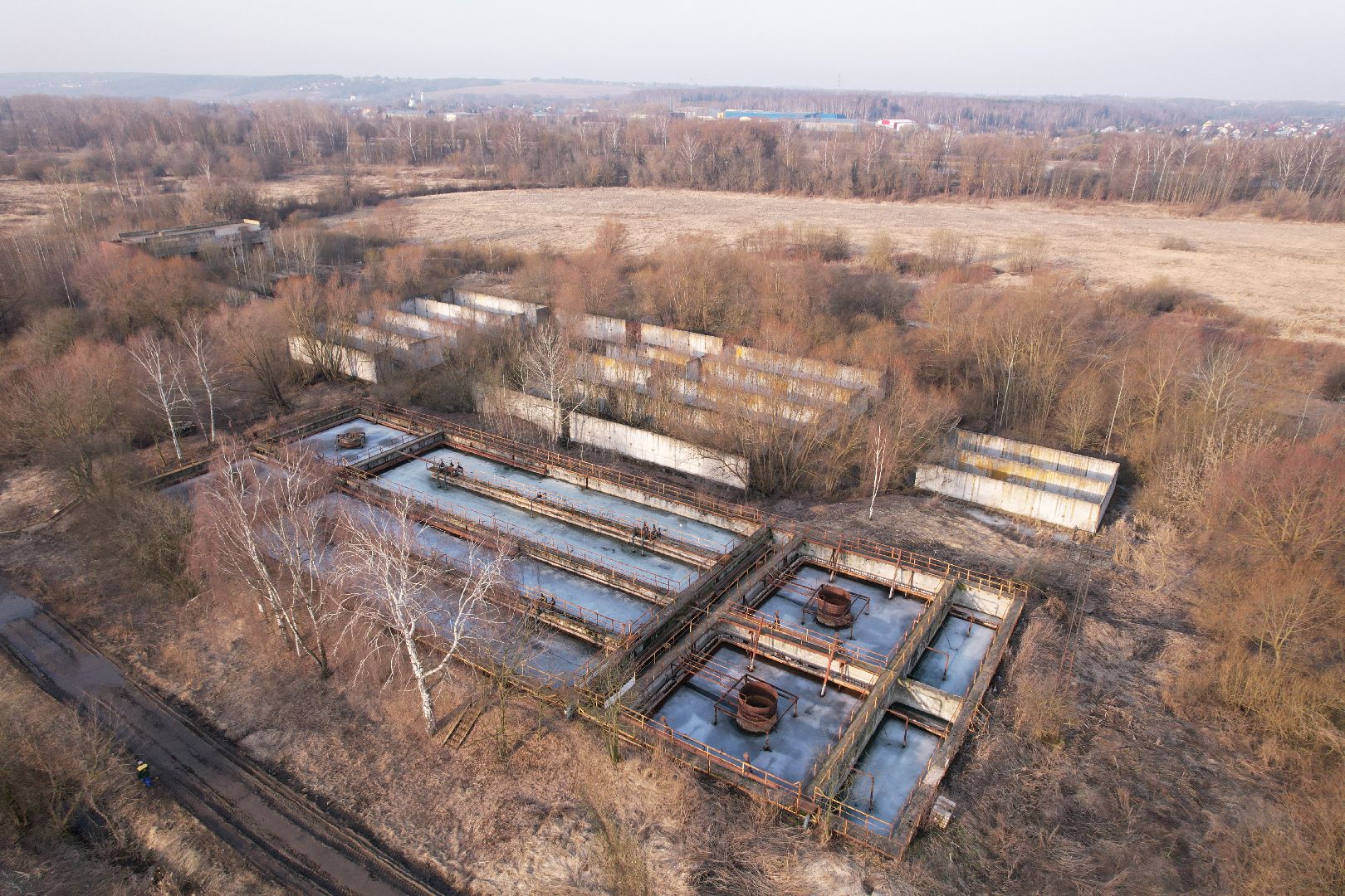 видео с коптера, очистные в дмитрове, строительство очистных,
