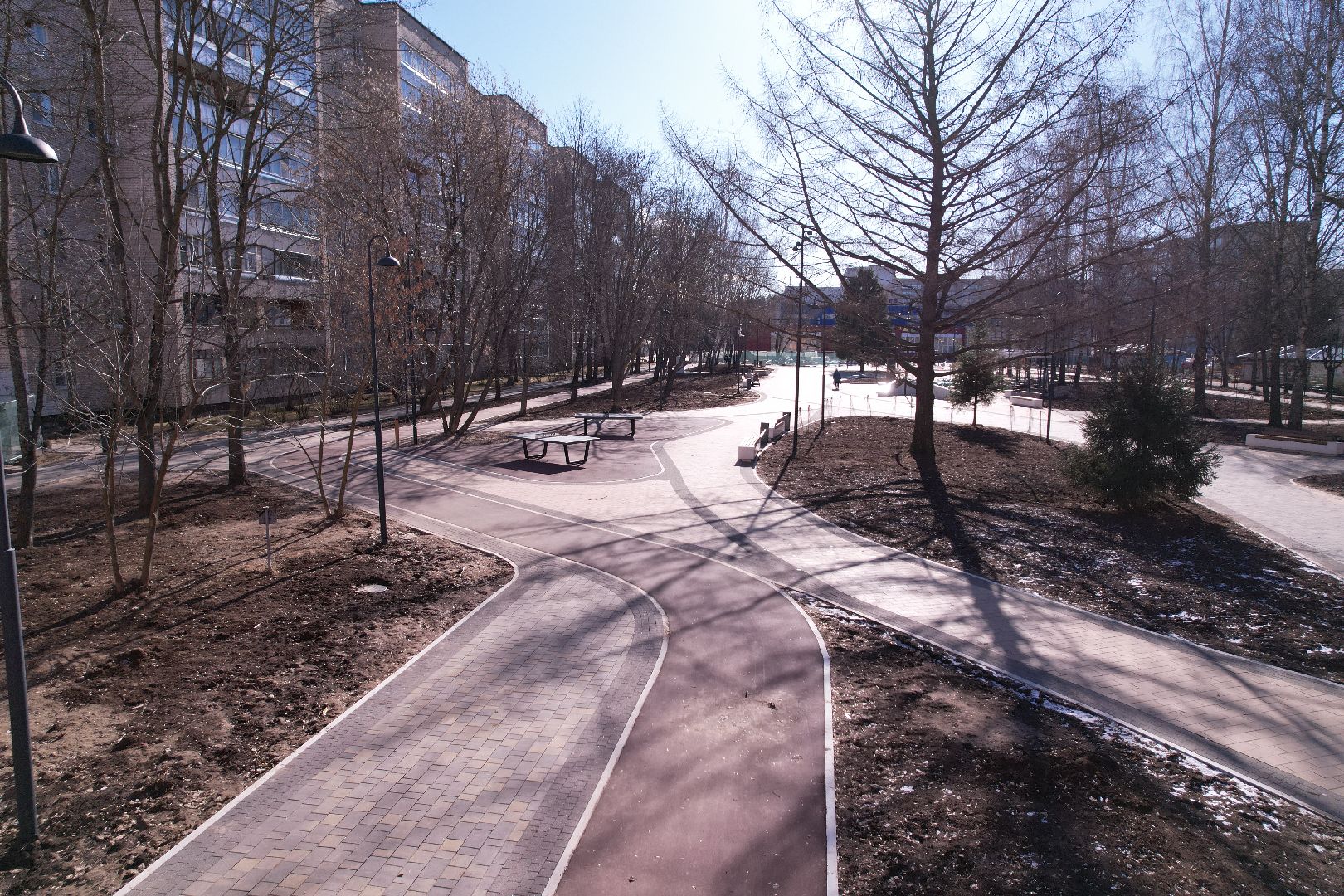 видео с коптера, сквер журавлева, благоустройство сквера в дубне,