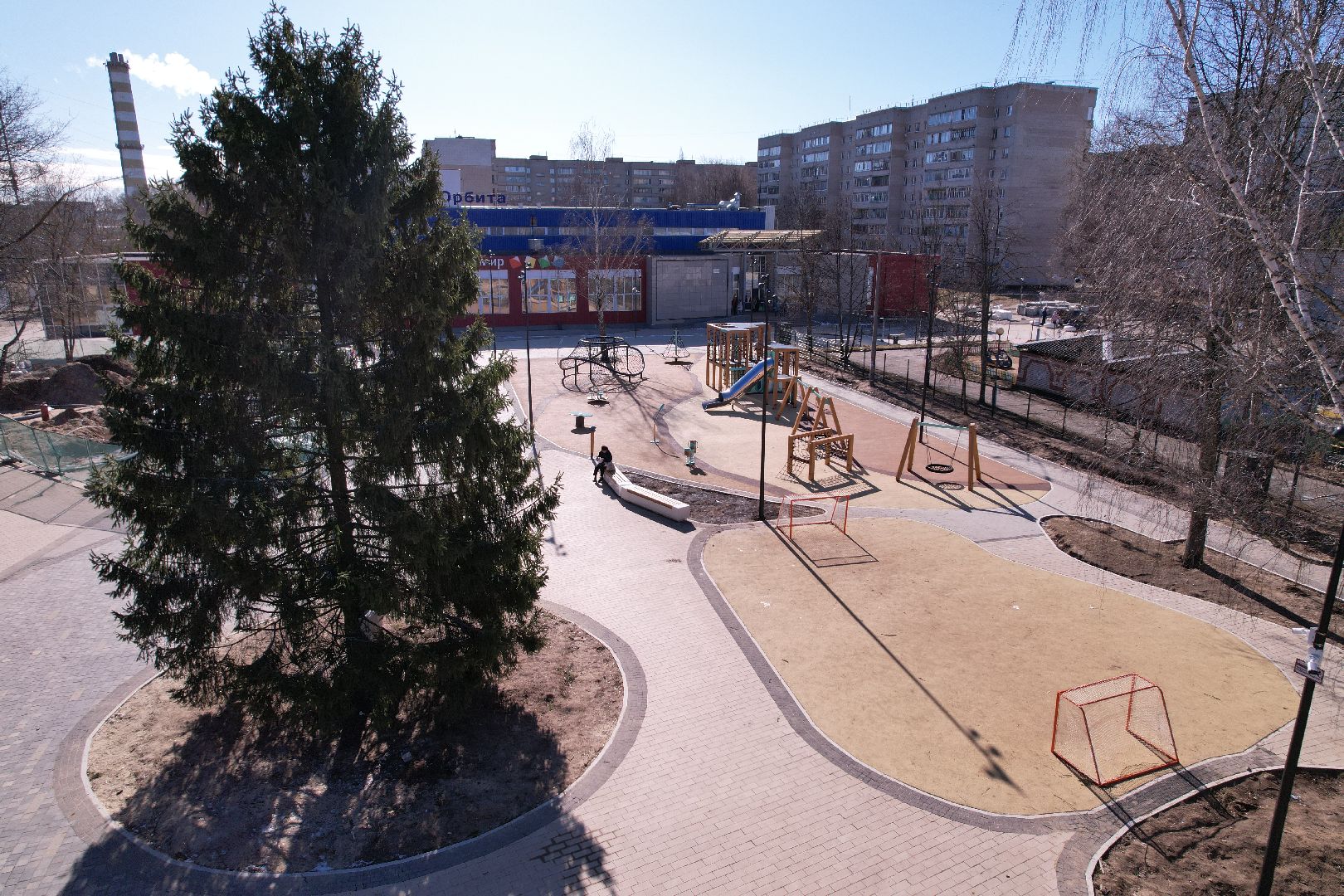 видео с коптера, сквер журавлева, благоустройство сквера в дубне,