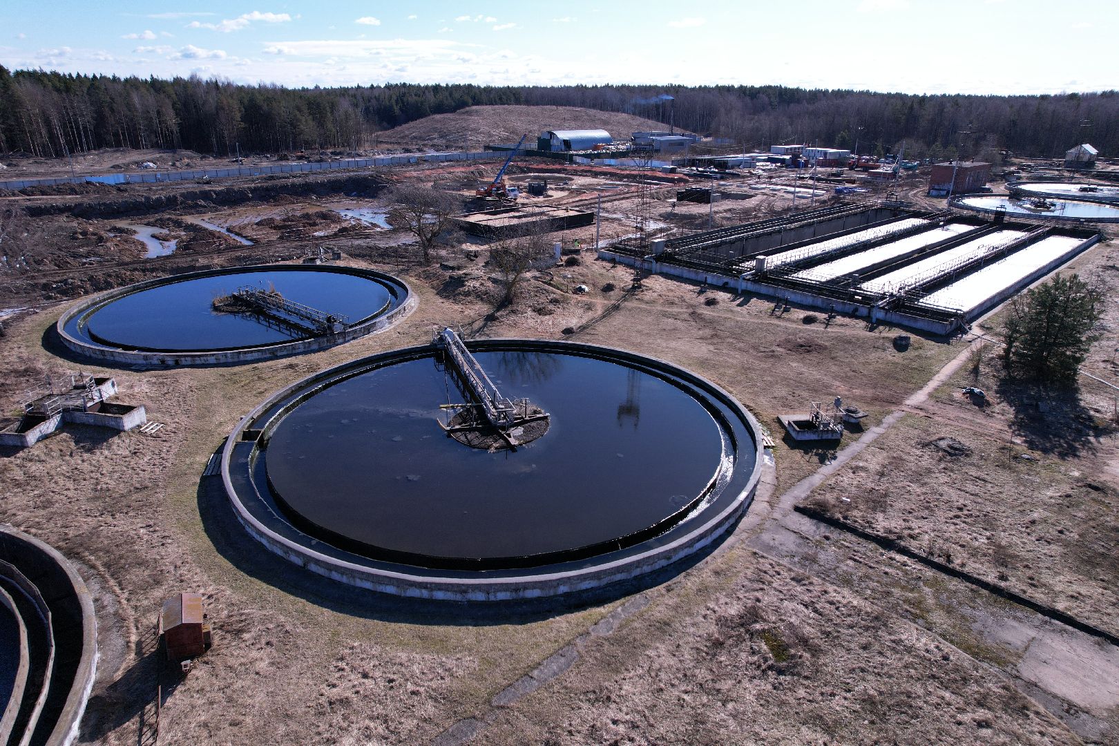 видео с коптера, очистные в дубне,