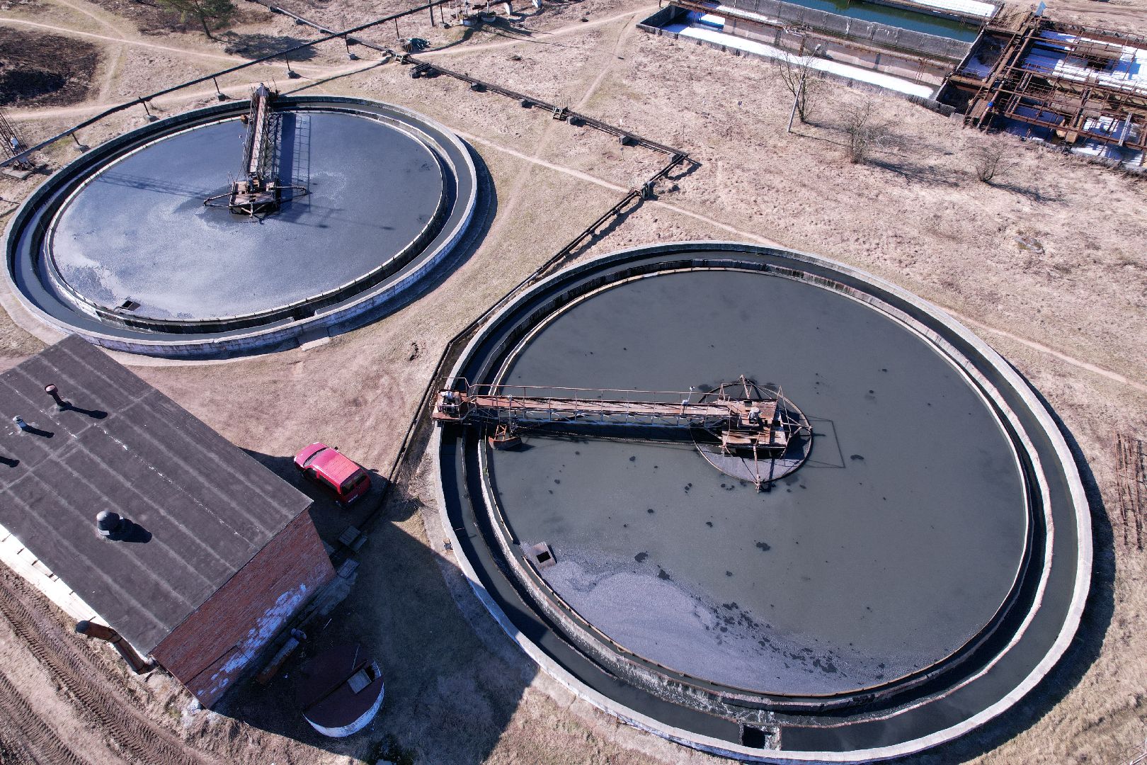 видео с коптера, очистные в дубне,