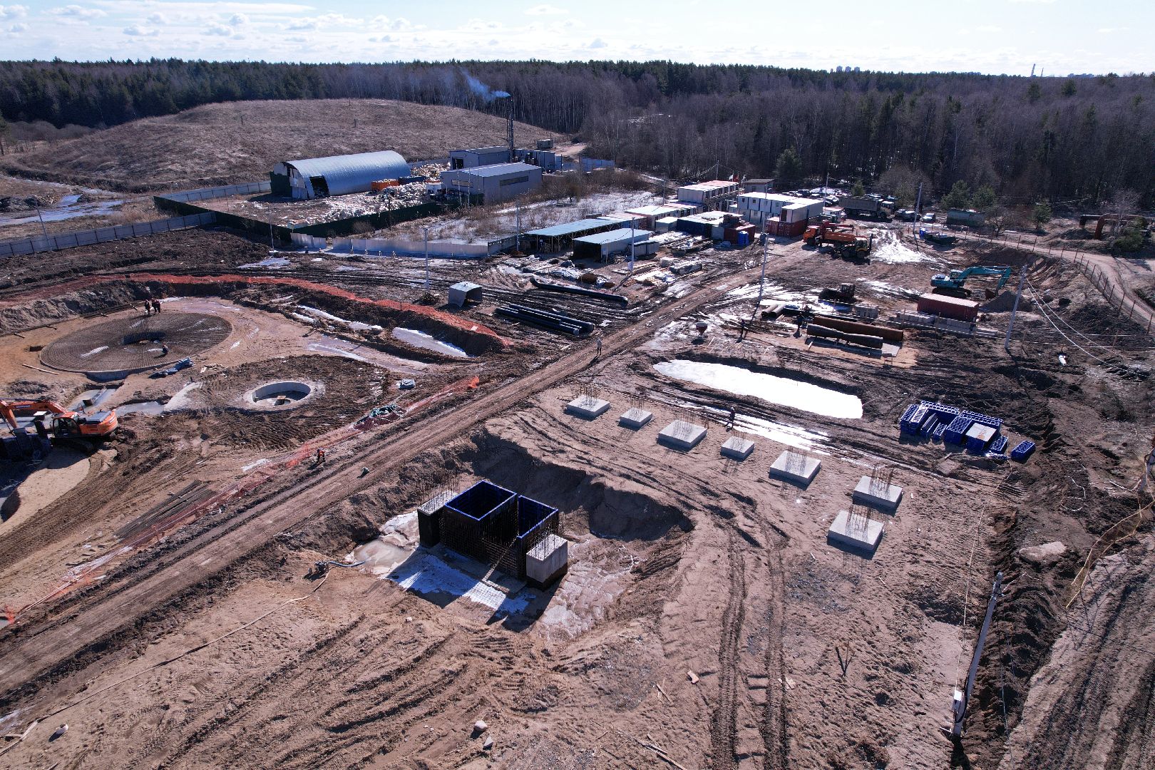 видео с коптера, очистные в дубне,