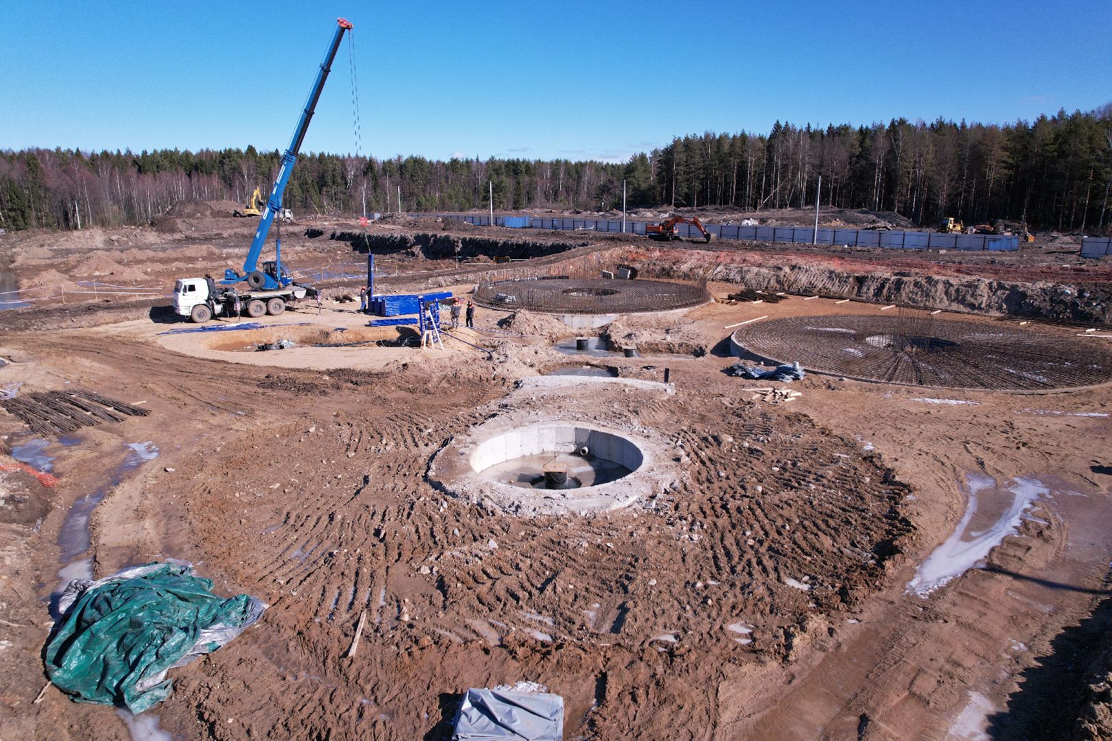 видео с коптера, очистные в дубне,