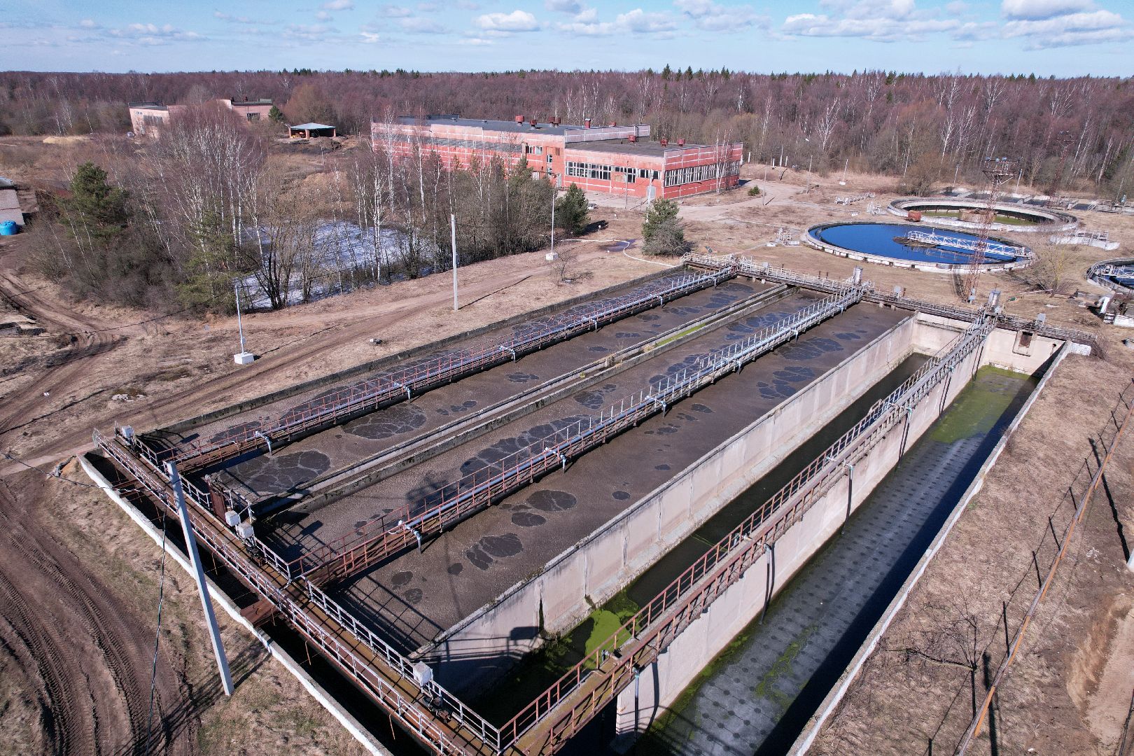 видео с коптера, очистные в дубне,