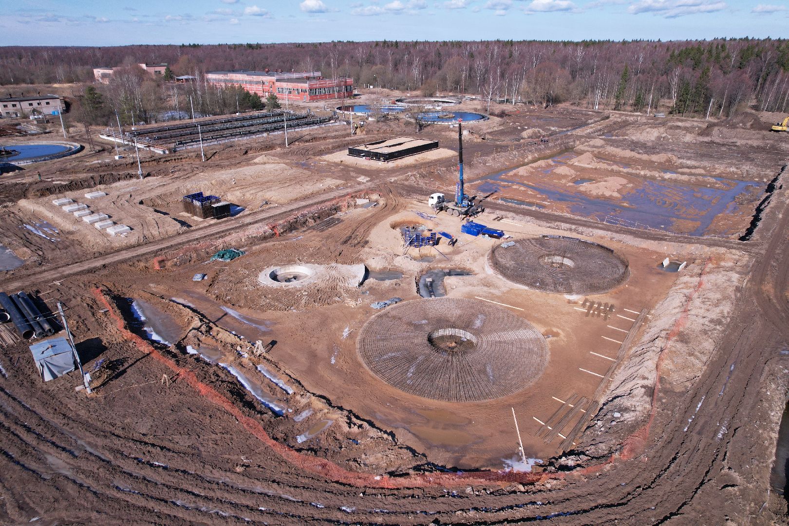 видео с коптера, очистные в дубне,