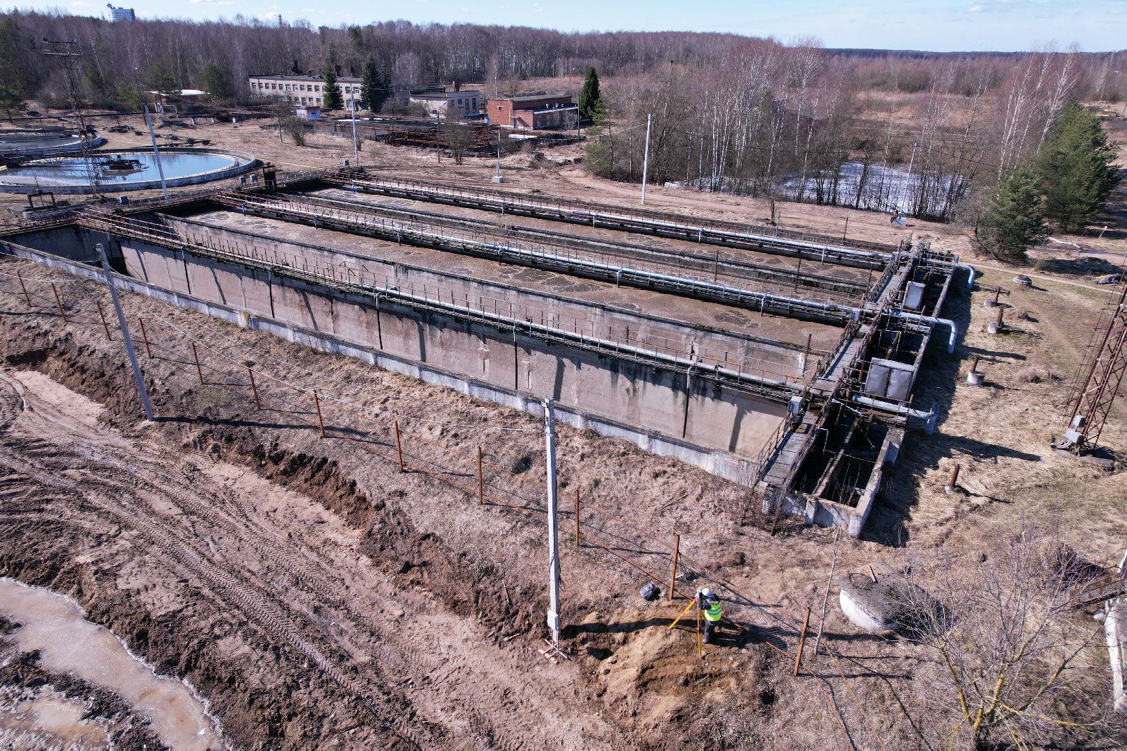 видео с коптера, очистные в дубне,