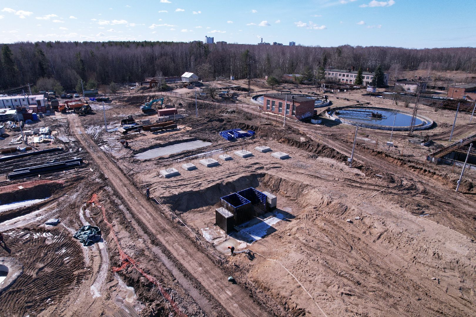 видео с коптера, очистные в дубне,