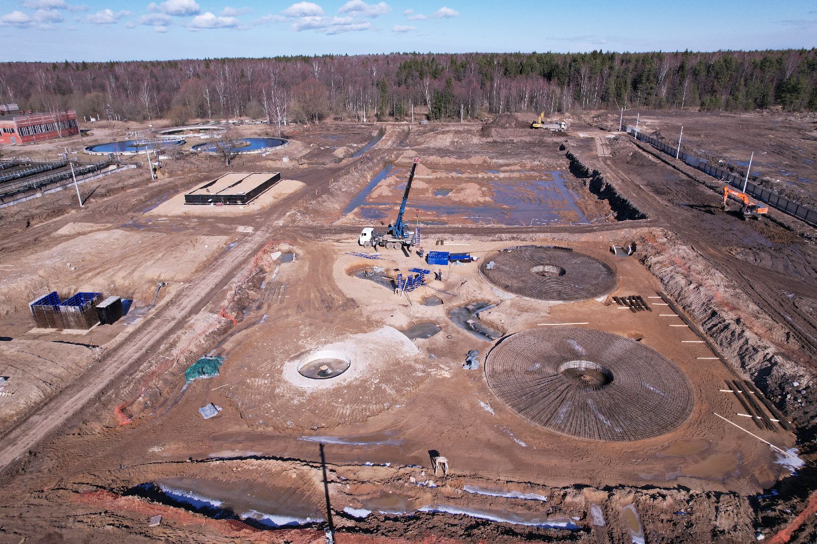 видео с коптера, очистные в дубне,