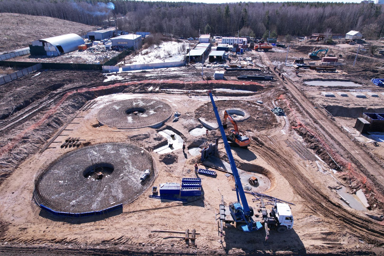 видео с коптера, очистные в дубне,