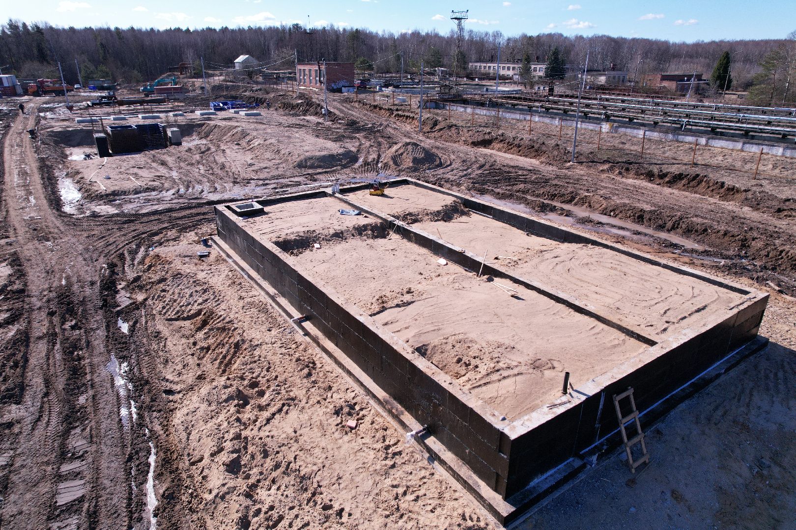 видео с коптера, очистные в дубне,