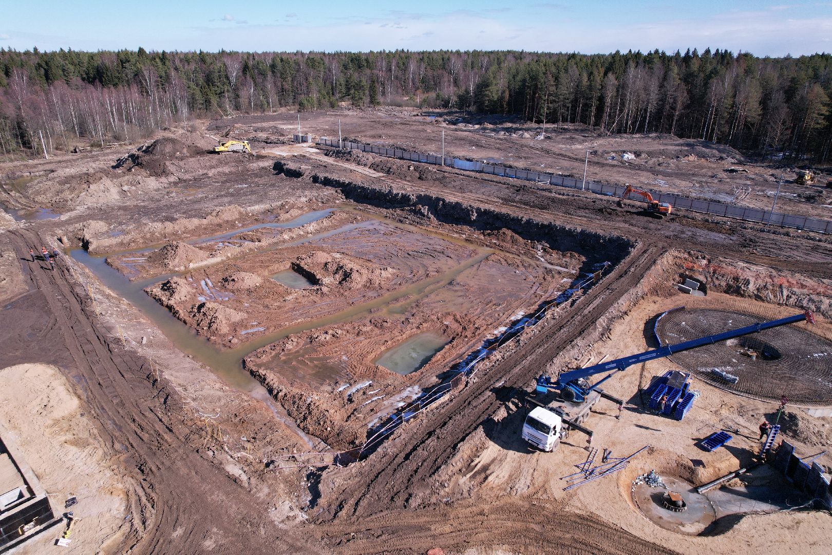 видео с коптера, очистные в дубне,