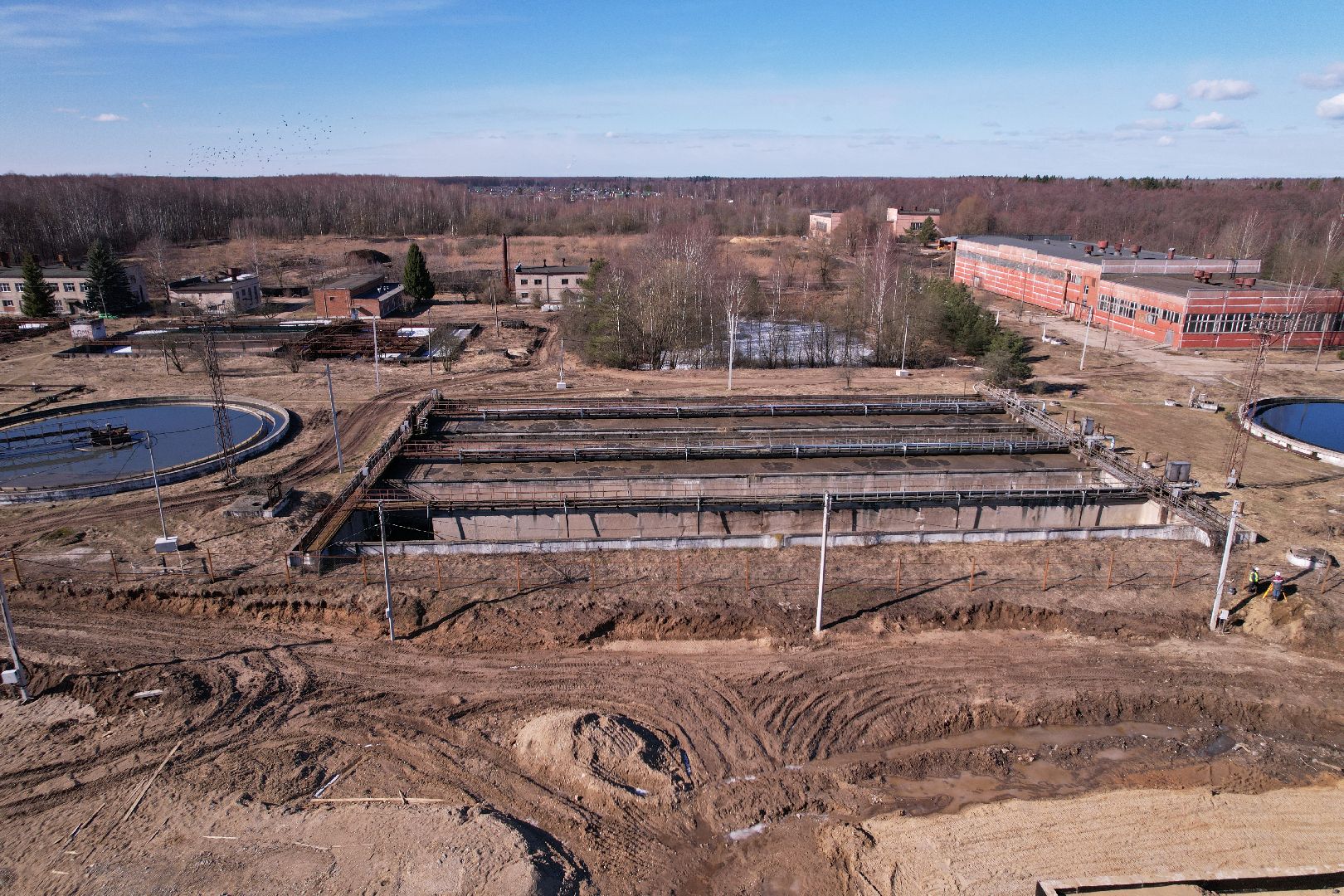 видео с коптера, очистные в дубне,