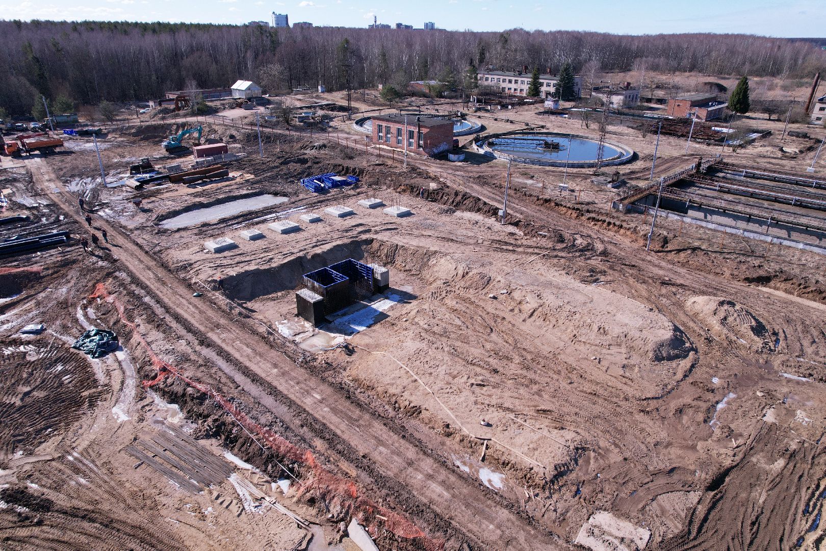 видео с коптера, очистные в дубне,