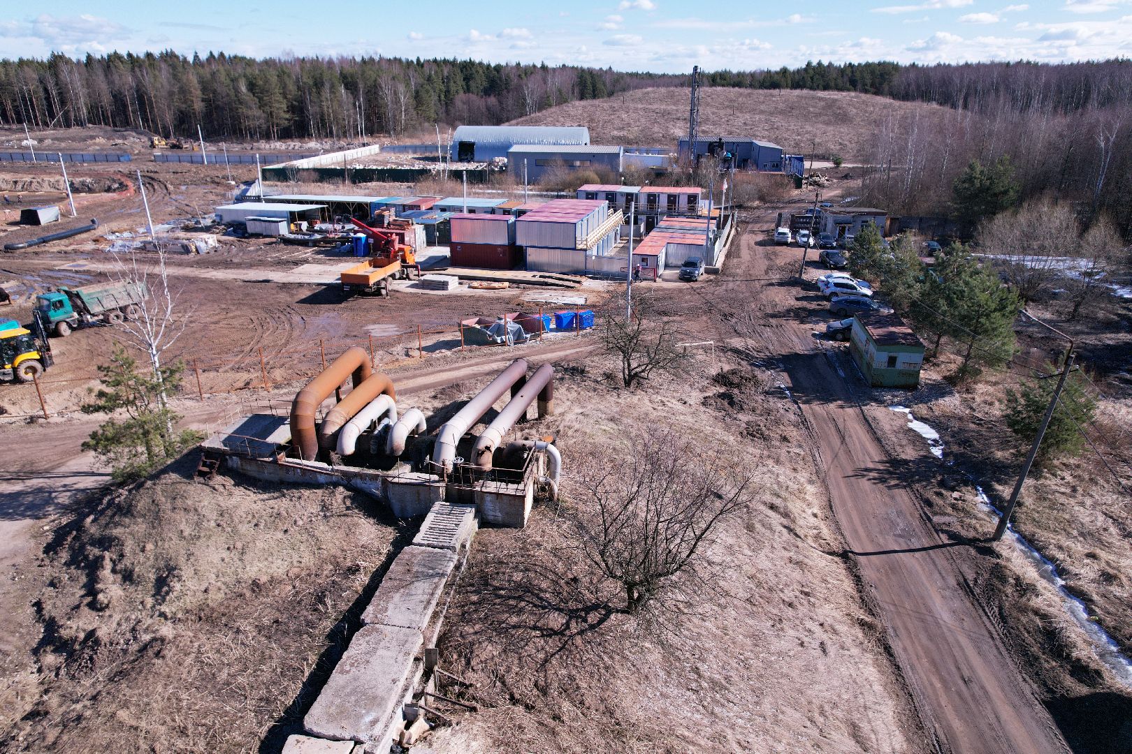 видео с коптера, очистные в дубне,
