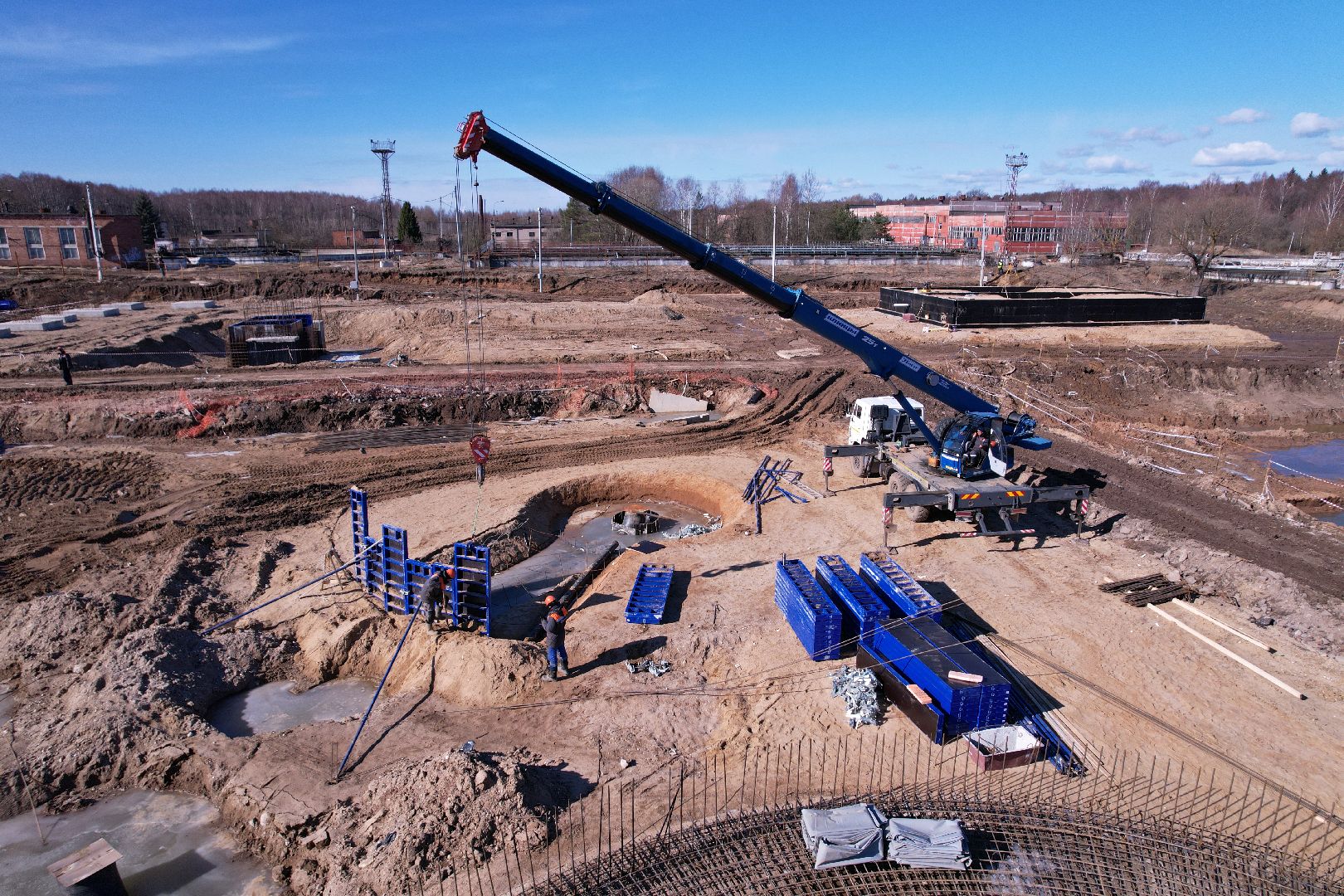 видео с коптера, очистные в дубне,