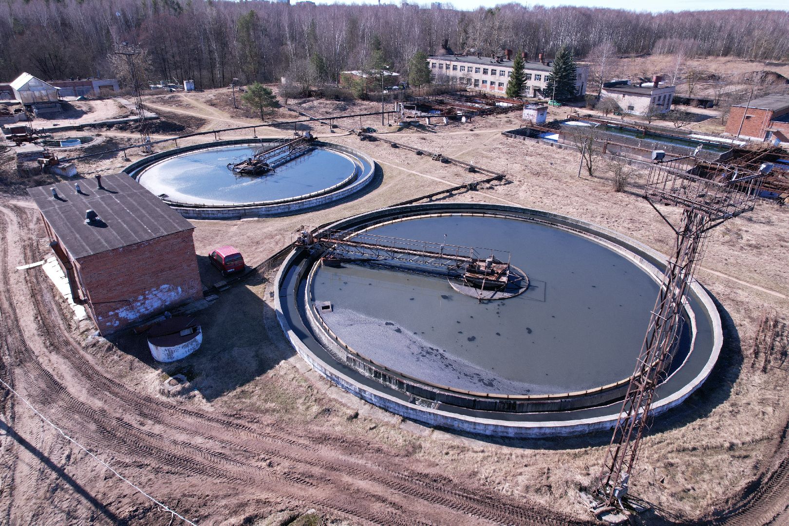 видео с коптера, очистные в дубне,