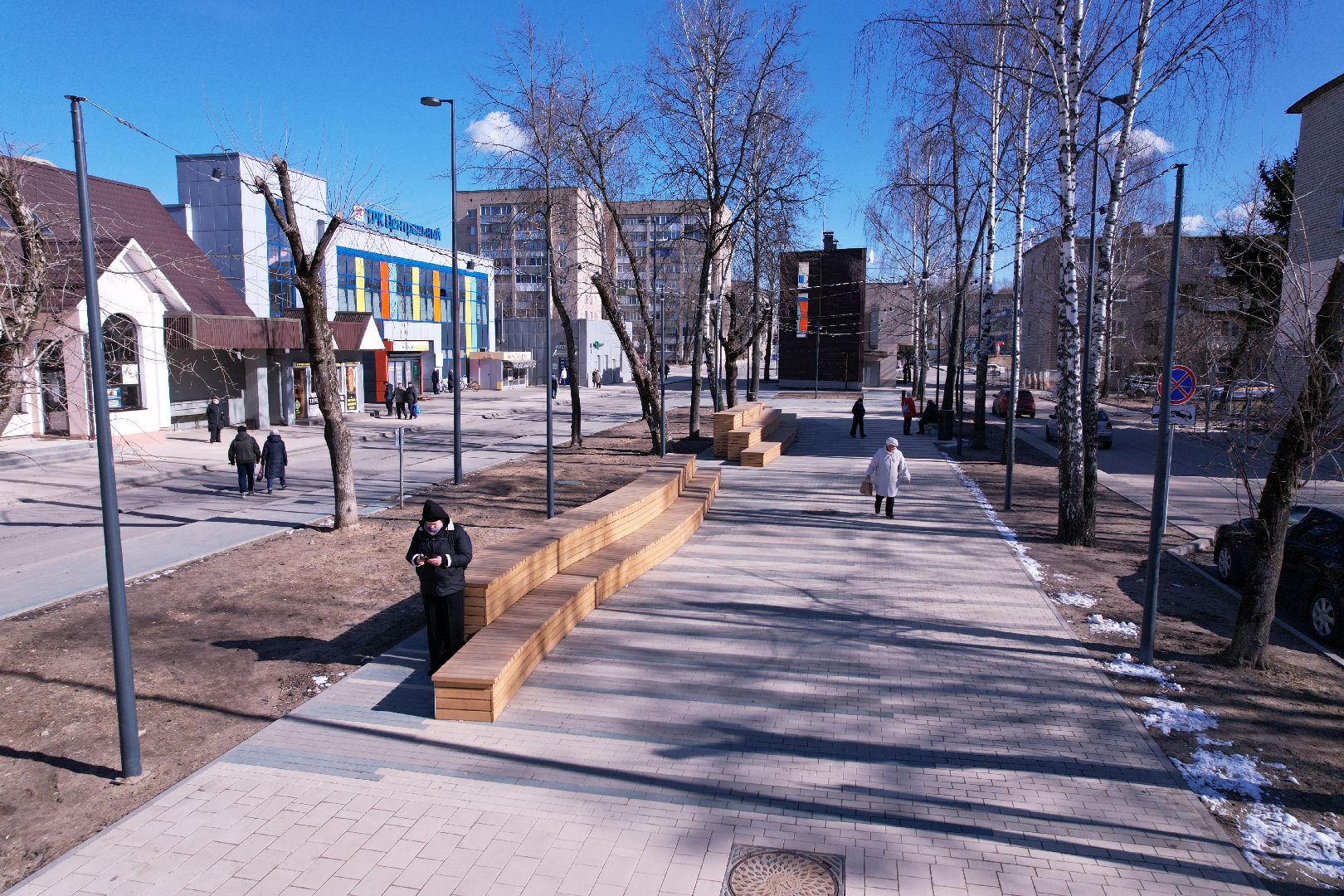 видео с коптера, благоустройство дубны, центральная улица дубны,