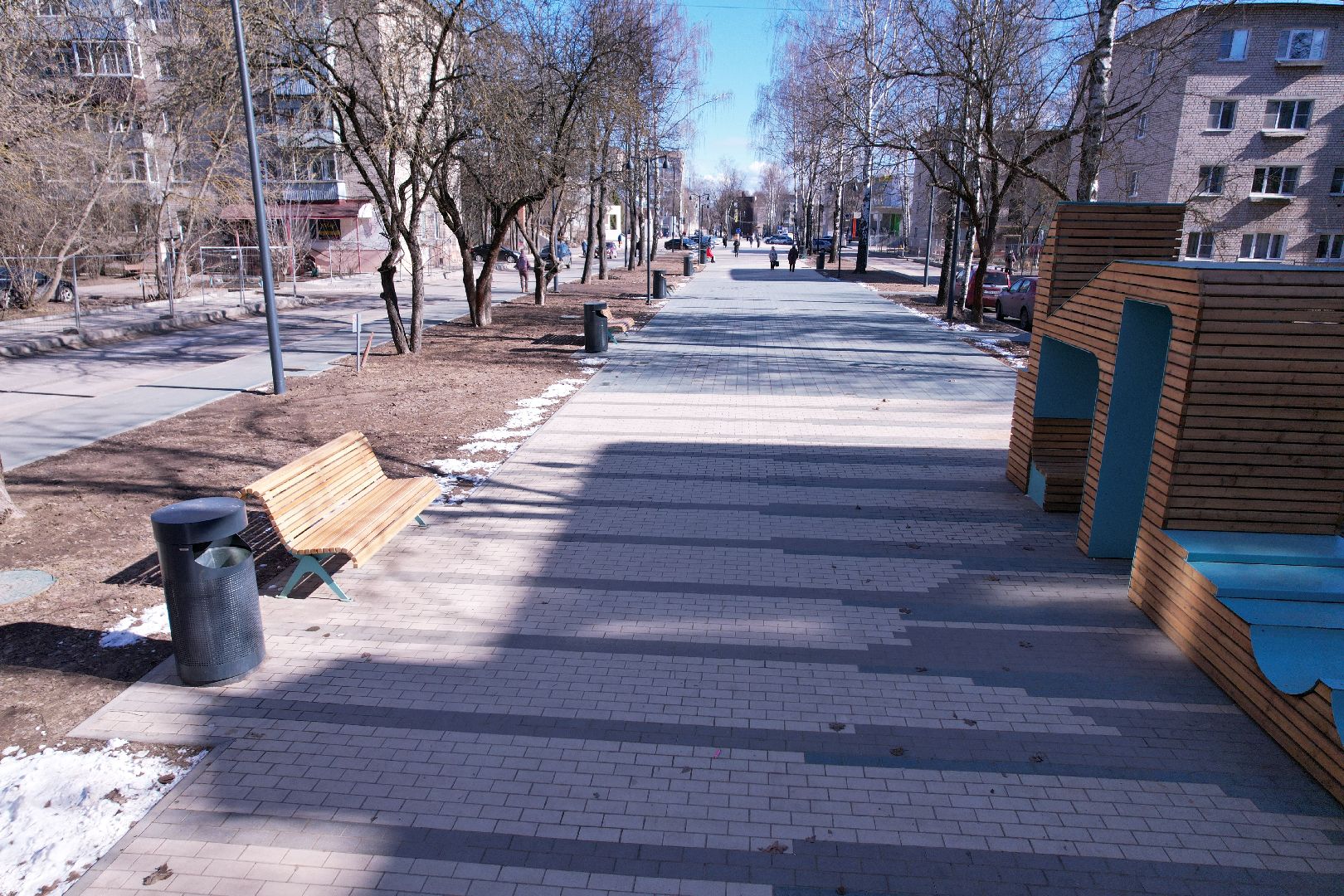 видео с коптера, благоустройство дубны, центральная улица дубны,