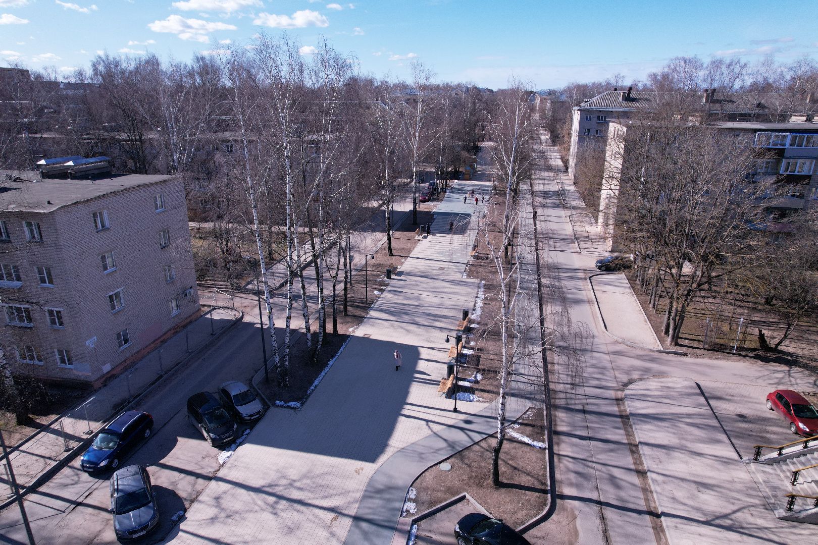 видео с коптера, благоустройство дубны, центральная улица дубны,