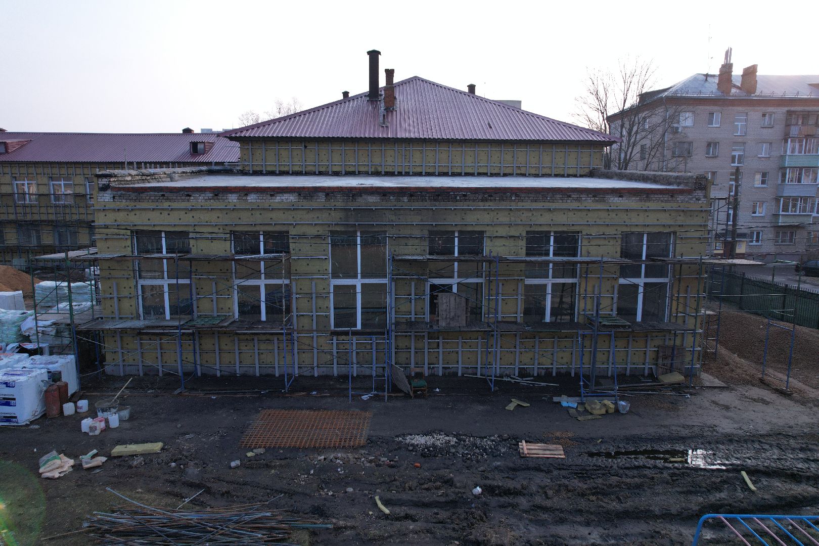 видео с коптера, капремонт школы 24 в Монино, школы в щелково,