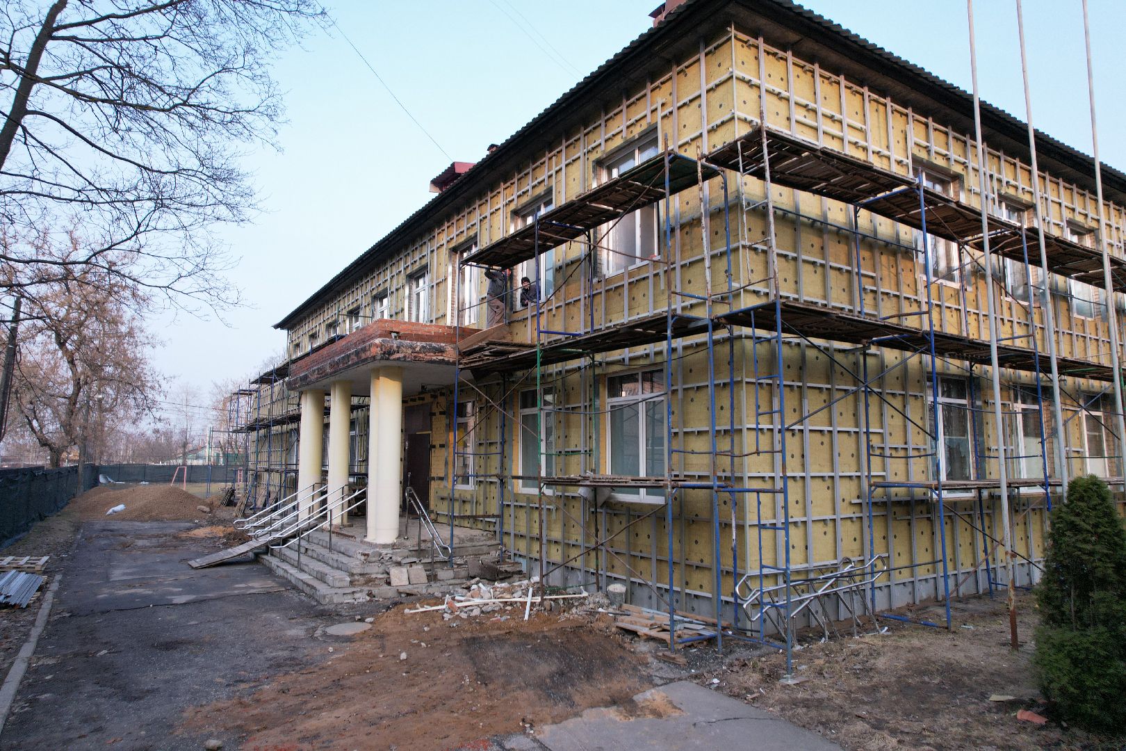 видео с коптера, капремонт школы 24 в Монино, школы в щелково,