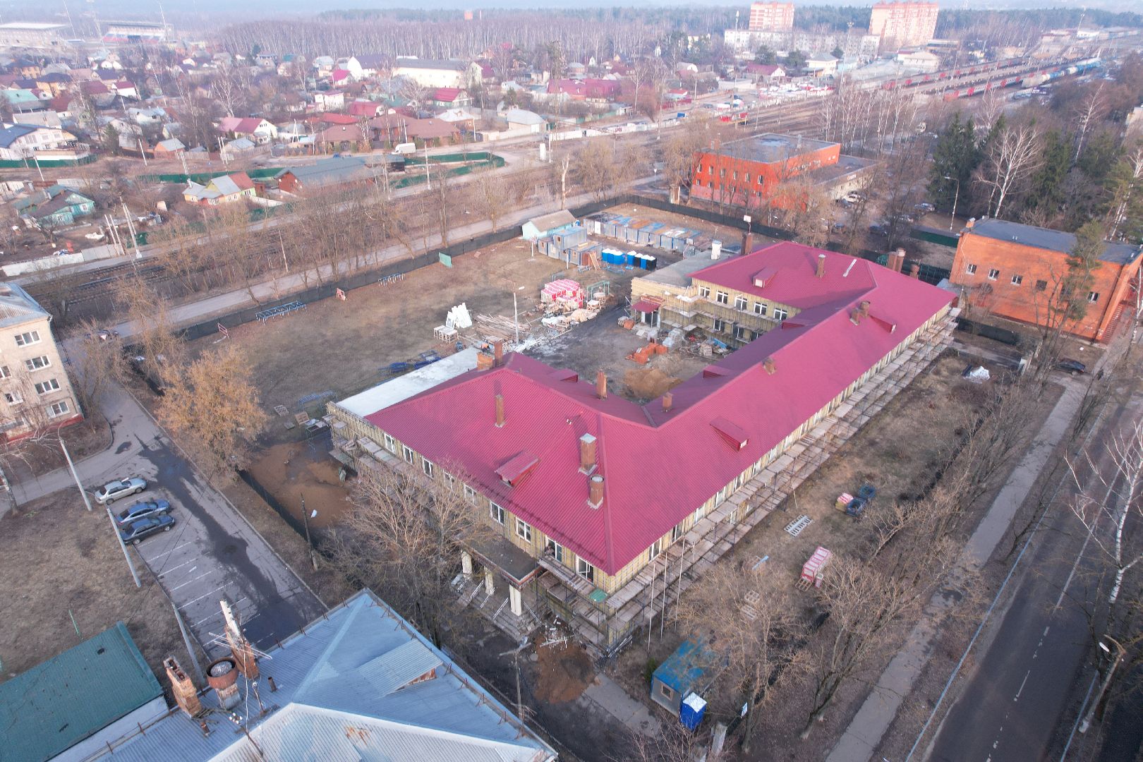 видео с коптера, капремонт школы 24 в Монино, школы в щелково,