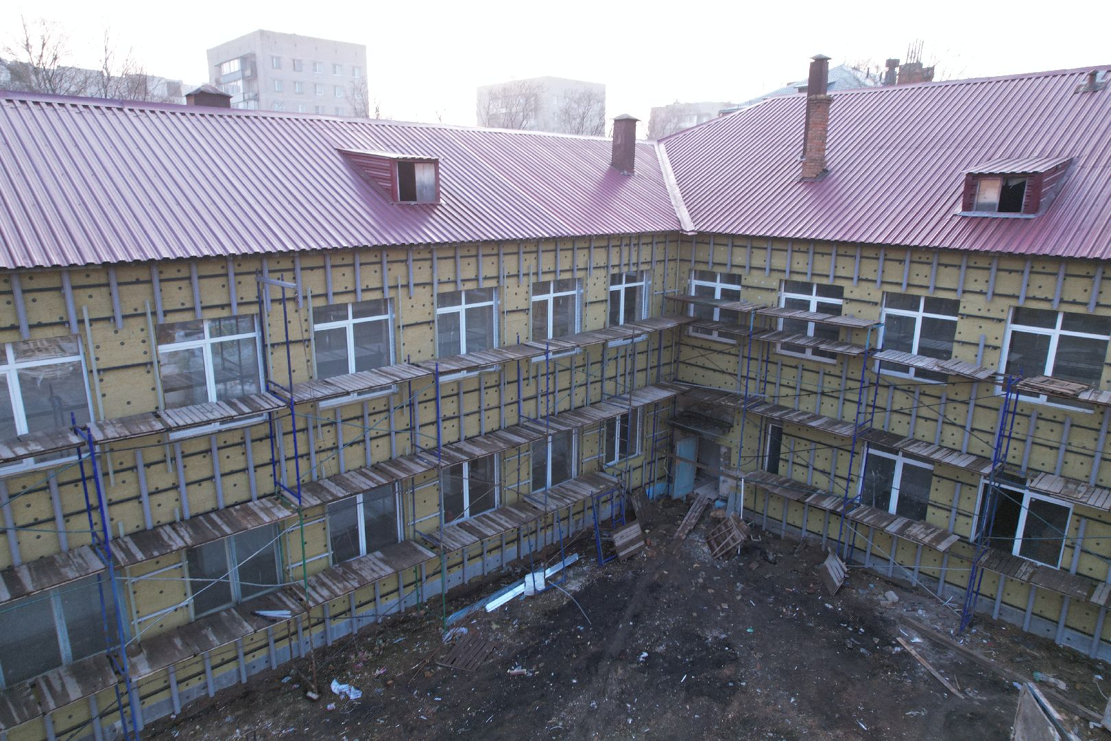 видео с коптера, капремонт школы 24 в Монино, школы в щелково,