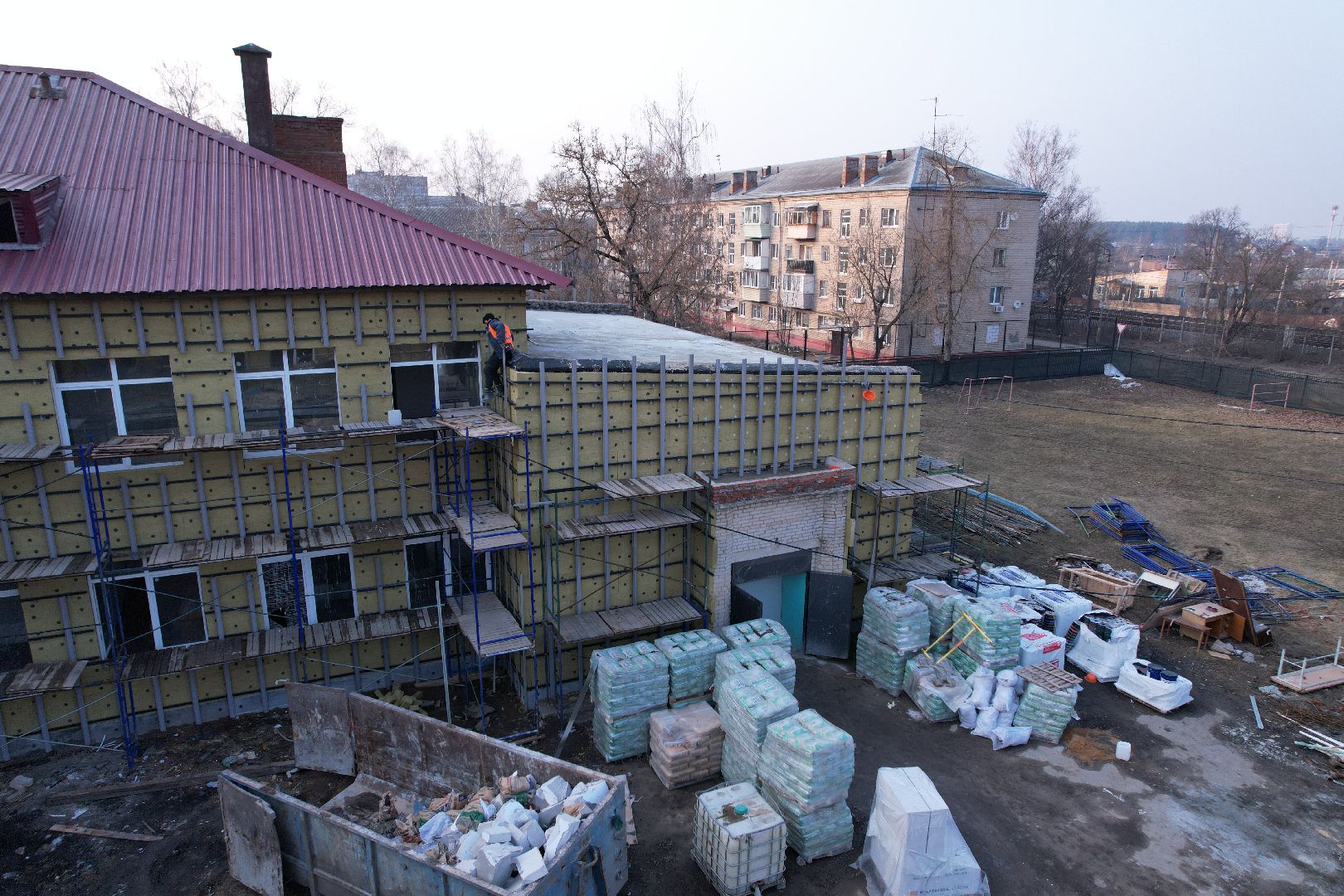 видео с коптера, капремонт школы 24 в Монино, школы в щелково,