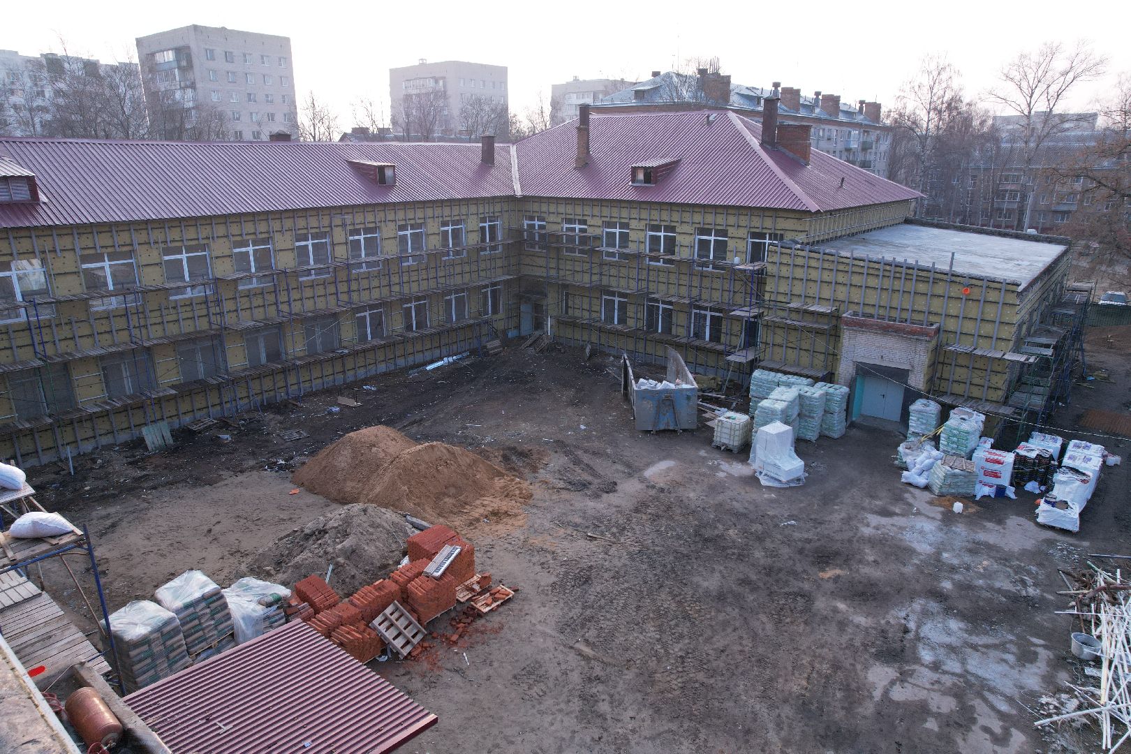 видео с коптера, капремонт школы 24 в Монино, школы в щелково,