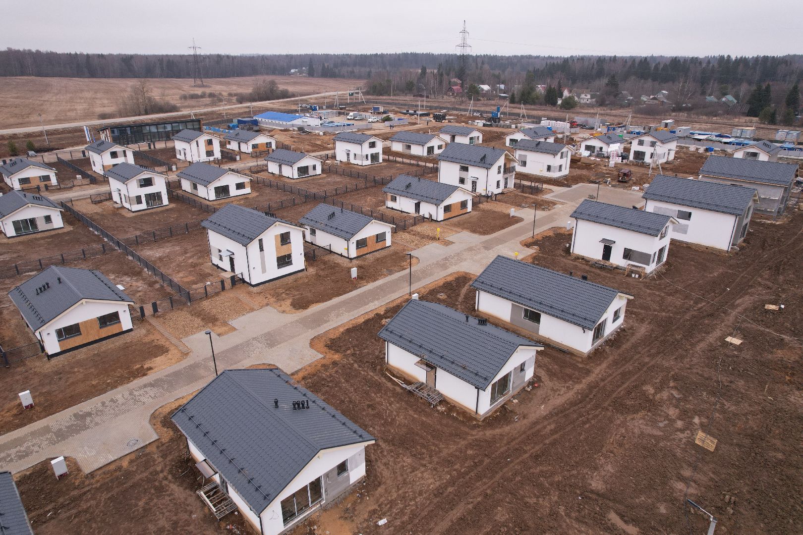 видео с коптера, строительство жилого кластера в истре,