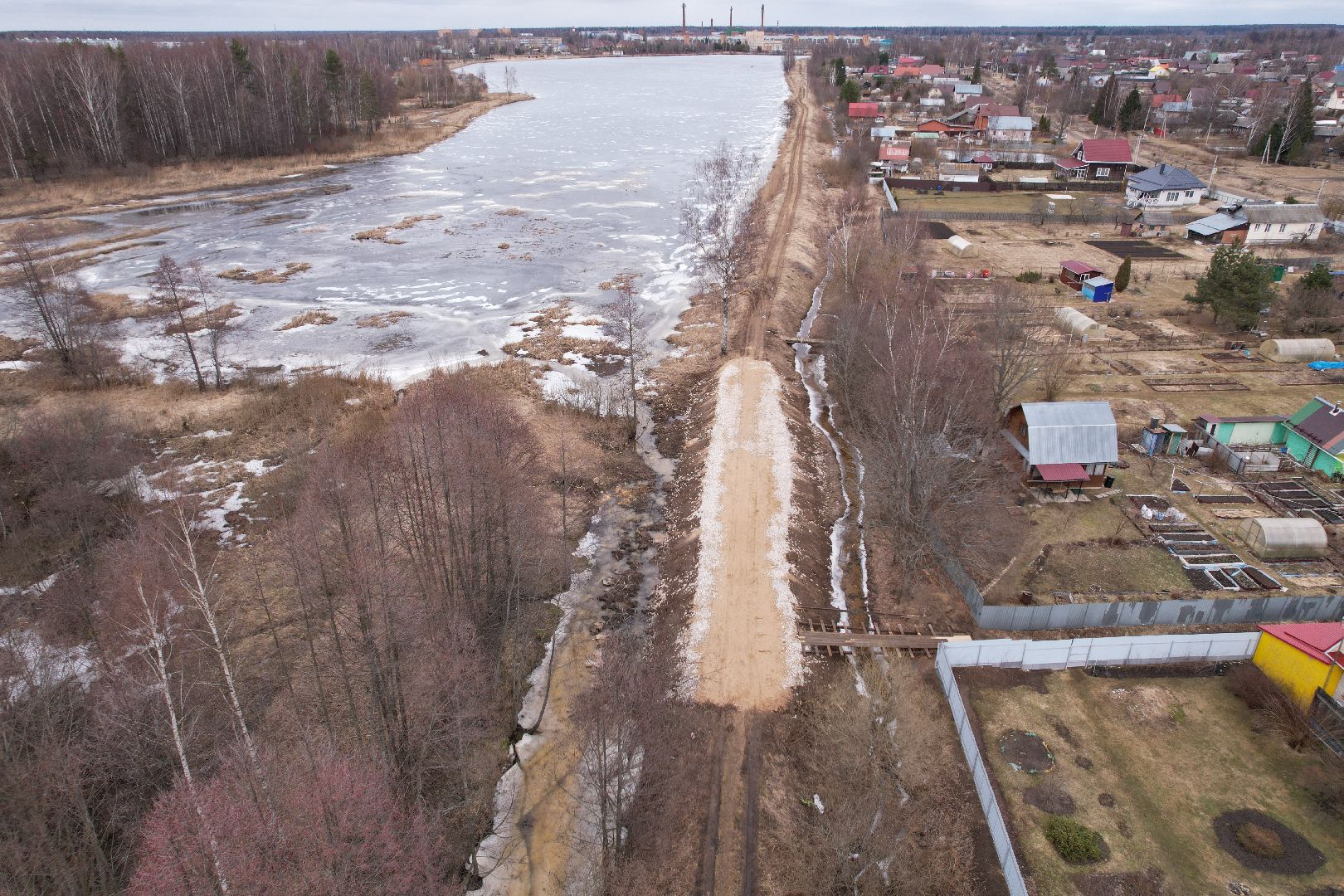 видео с коптера, ремонт дамбы в талдоме, ремонт дамбы в парке солнечный берег,