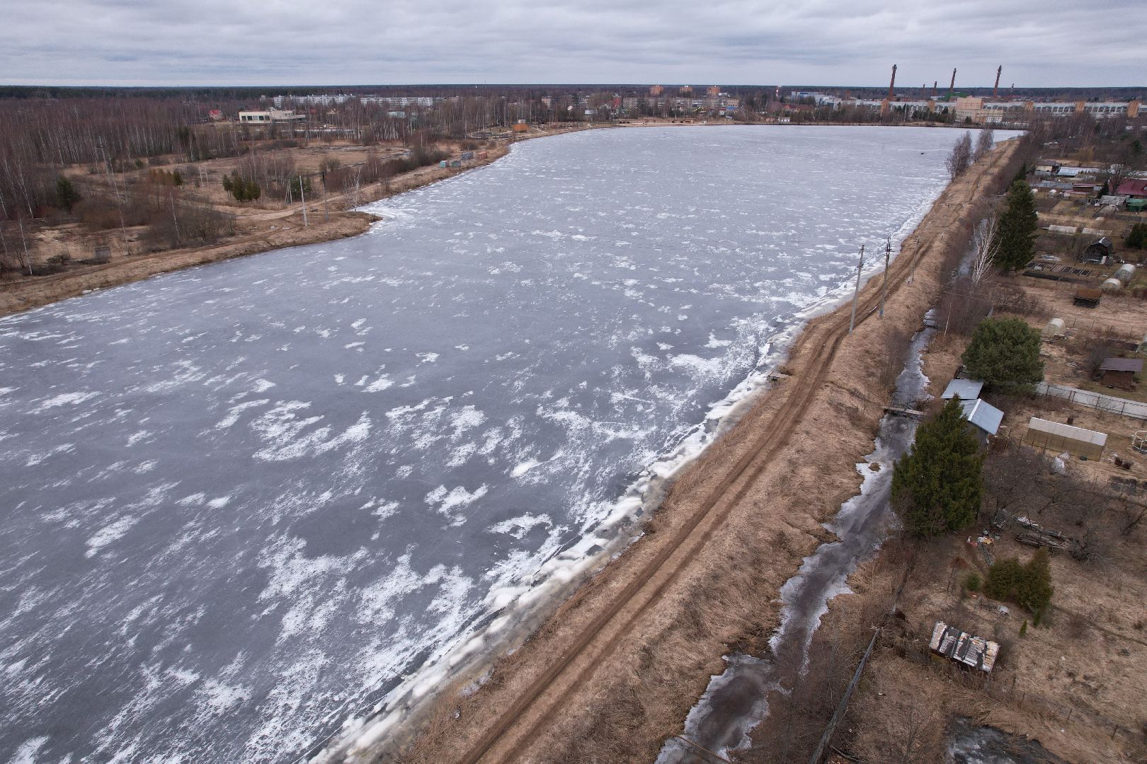 видео с коптера, ремонт дамбы в талдоме, ремонт дамбы в парке солнечный берег,
