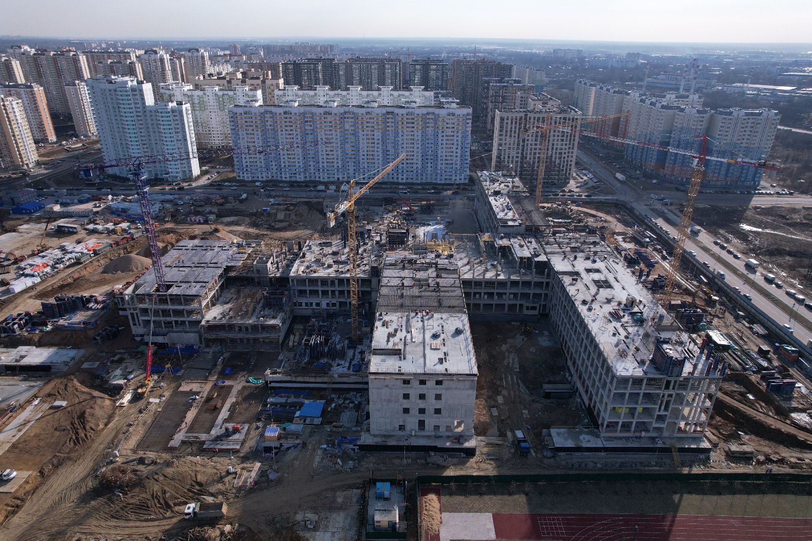 видео с коптера, госпиталь в балашихе, строительство госпиталя в ольгино,