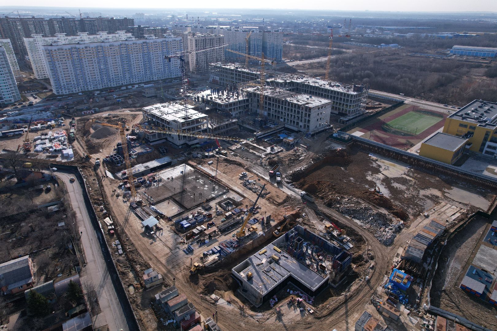 видео с коптера, госпиталь в балашихе, строительство госпиталя в ольгино,