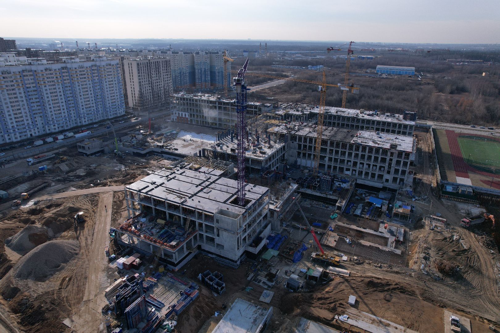 видео с коптера, госпиталь в балашихе, строительство госпиталя в ольгино,