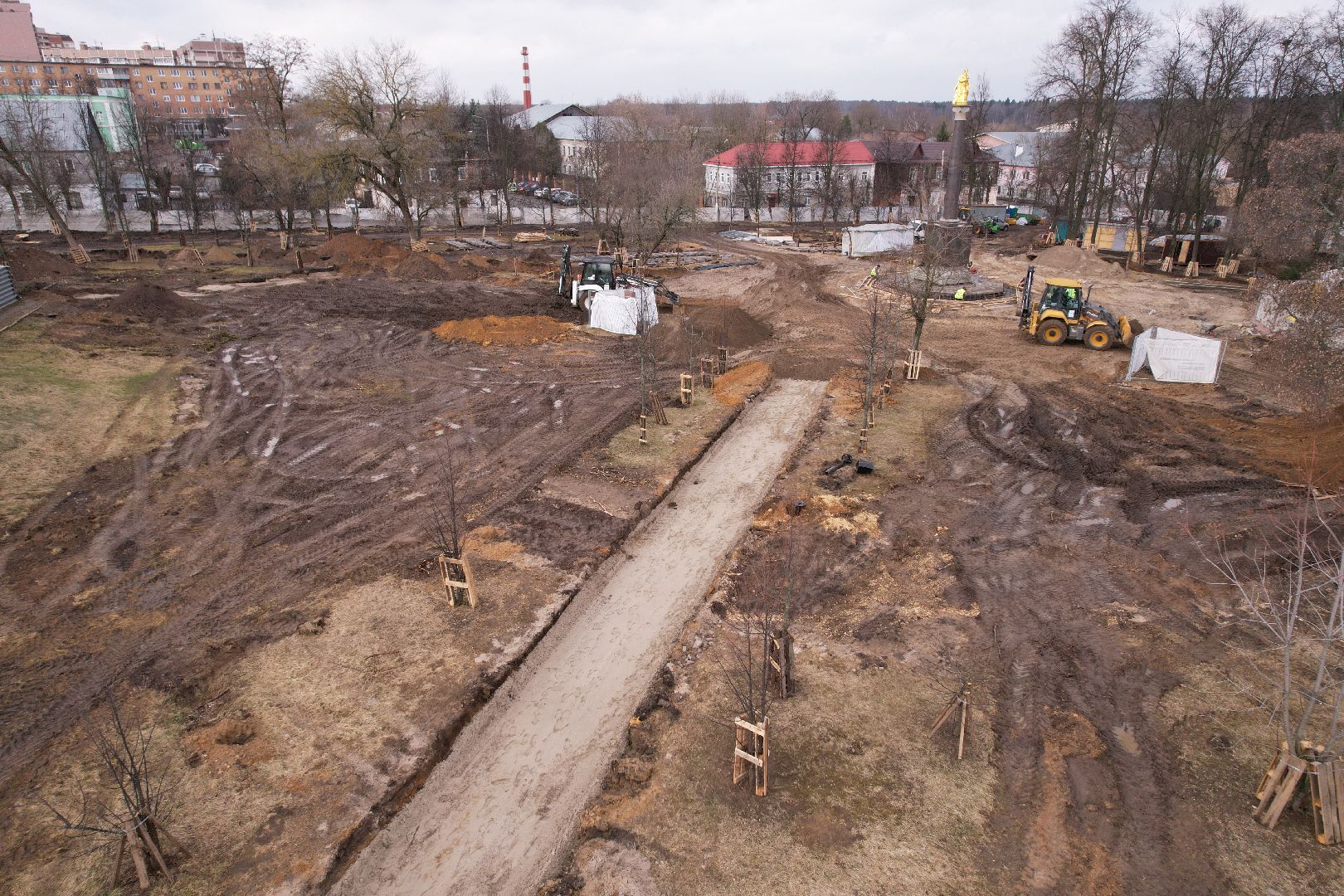 видео с коптера, парк Бугрова в Ногинске, благоустройство парка Бугрова,