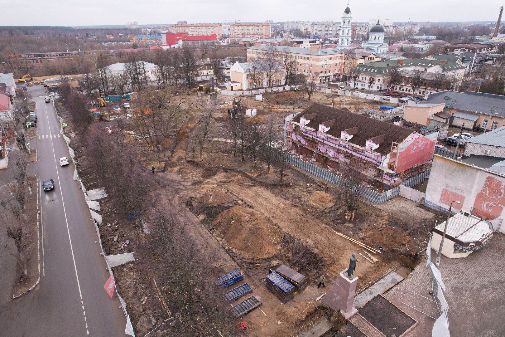 видео с коптера, парк Бугрова в Ногинске, благоустройство парка Бугрова,