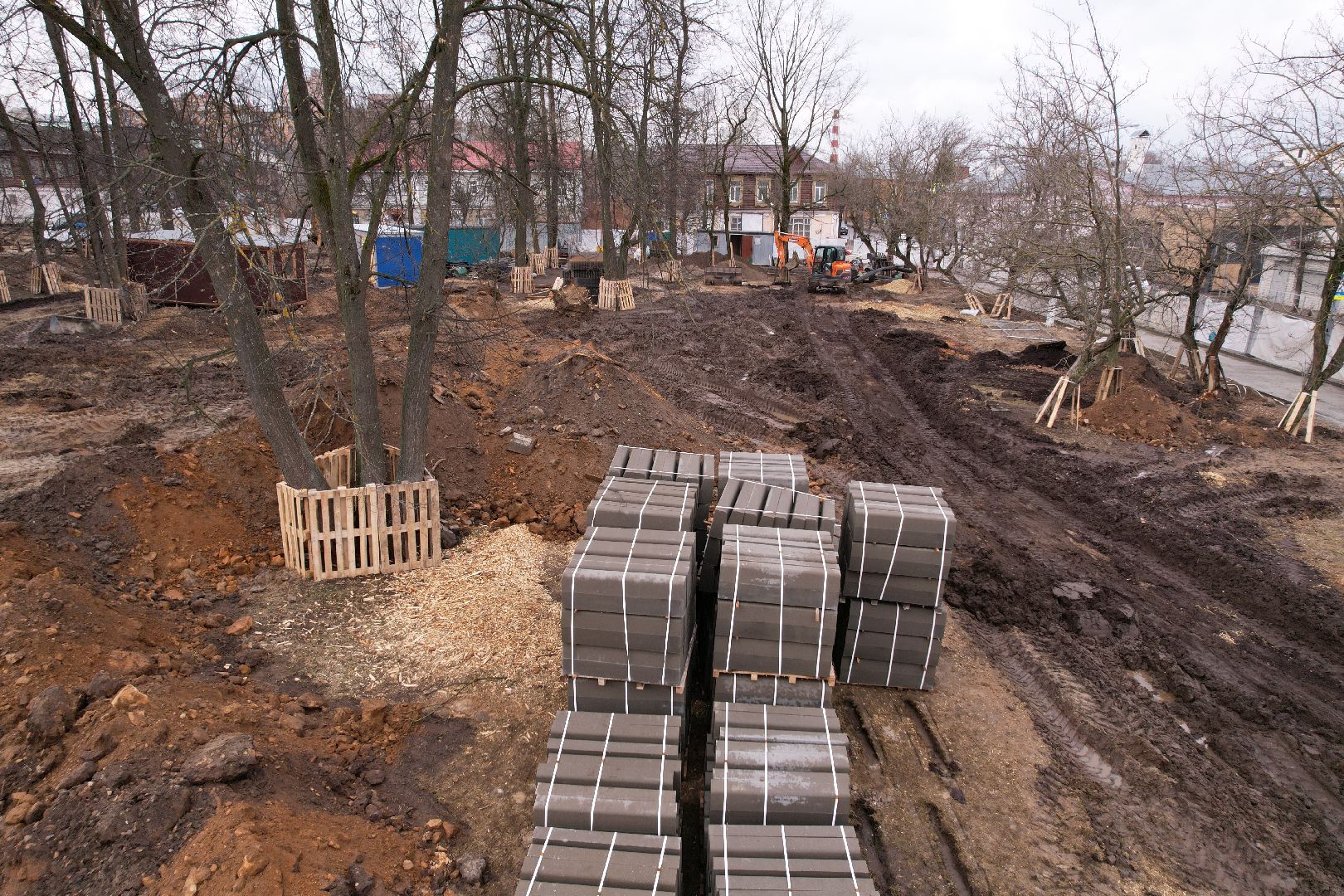 видео с коптера, парк Бугрова в Ногинске, благоустройство парка Бугрова,