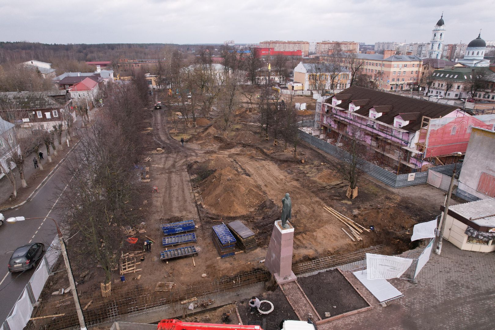 видео с коптера, парк Бугрова в Ногинске, благоустройство парка Бугрова,