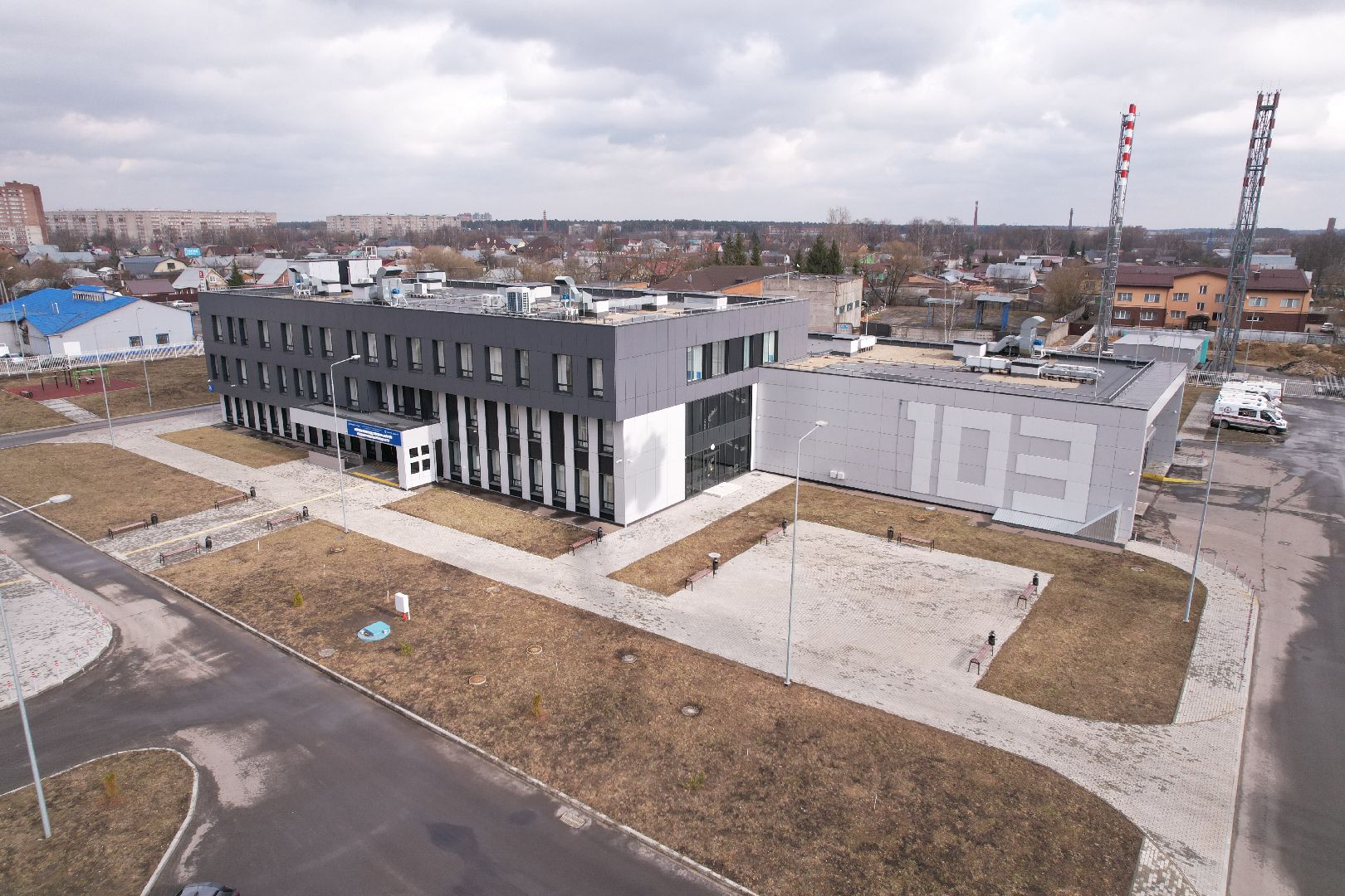 видео с коптера, подстанция скорой помощи в Ногинске, медицина Ногинска,