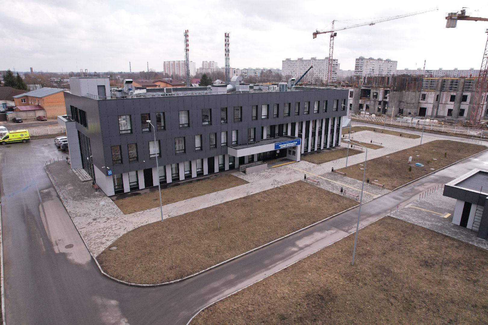 видео с коптера, подстанция скорой помощи в Ногинске, медицина Ногинска,